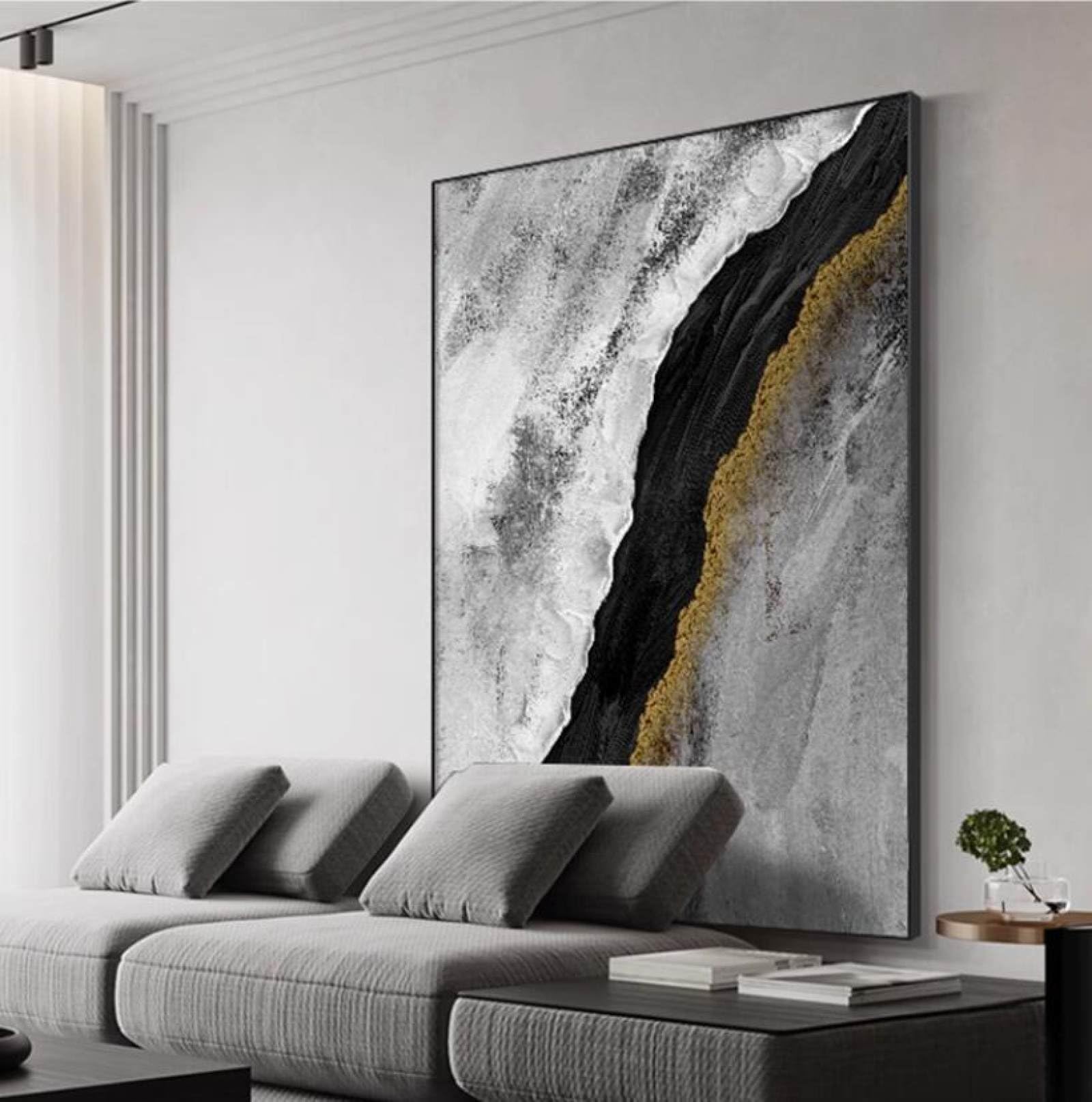 Peinture à l'huile texturée sur toile moderne grand format style Wabi-Sabi