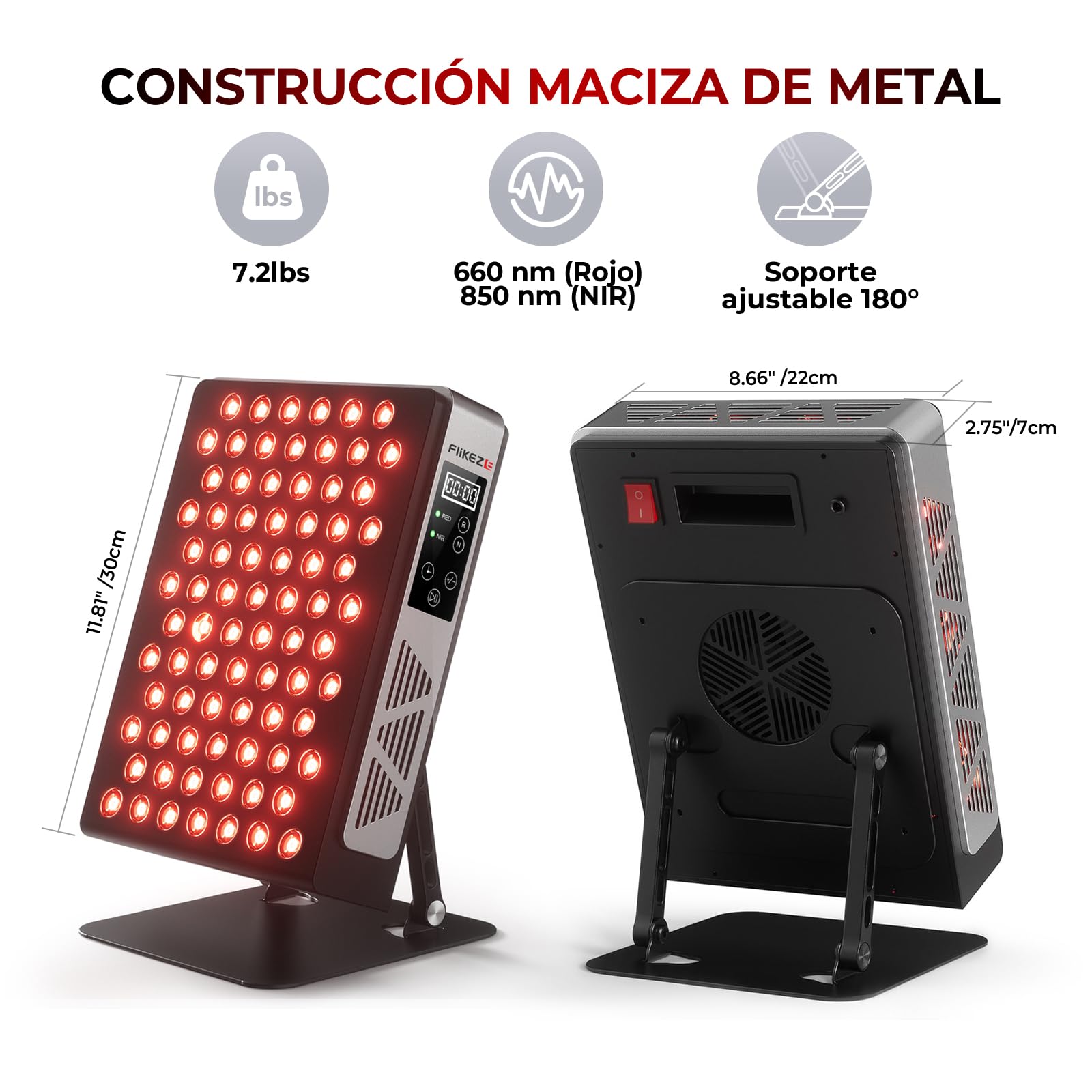 FliKEZE Panel de Luz Roja de 78 LEDs con 2 Chips, Lámpara Infrarroja con Temporizador y Soporte Ajustable 180°, Rendimiento Ideal para Uso Familiar y Deportivo
