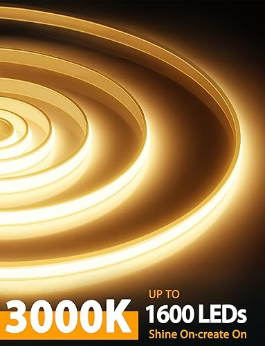 Miniatura 3 de Lamomo COB - Tira de luces LED Pro, 16.4 pies, color blanco cálido, regulable, autoadhesiva, con control remoto, flexible, cortable, impermeable,