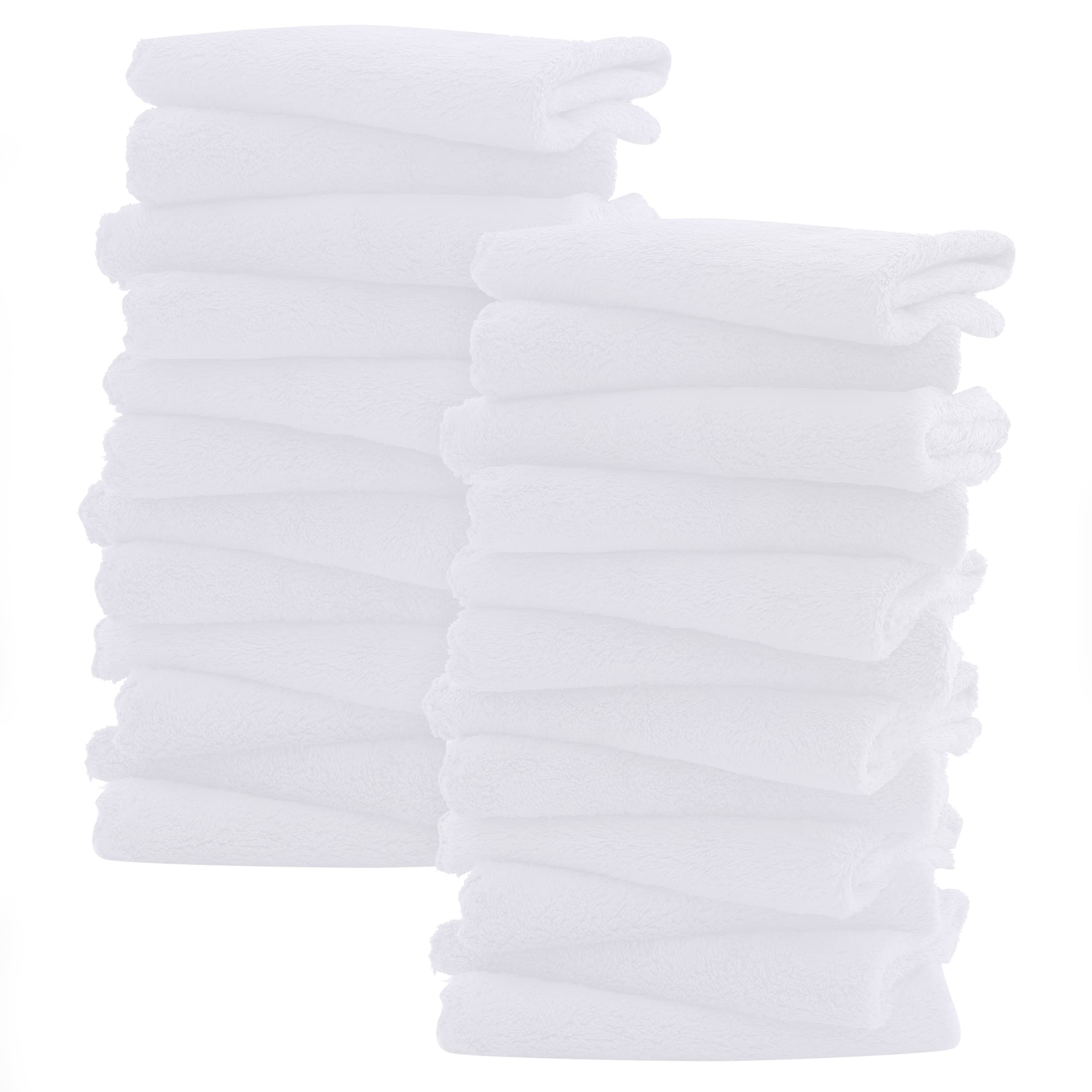 Sunny zzzZZ Ultra Soft 24 Pack Baby Washcloths - 10x10 Inches - Coral Fleece Extra Absorbent Wash Clothes for Babies, Infants and Toddlers - Sensitive