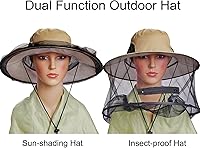 Vista 7 de Sucrain Paquete de 2 sombreros de red de mosquitos, sombrero de sol, sombrero de jardín con malla de red oculta para jardinería al aire libre
