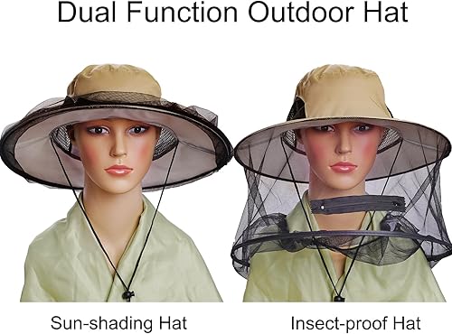 Miniatura 7 de Sucrain Paquete de 2 sombreros de red de mosquitos, sombrero de sol, sombrero de jardín con malla de red oculta para jardinería al aire libre