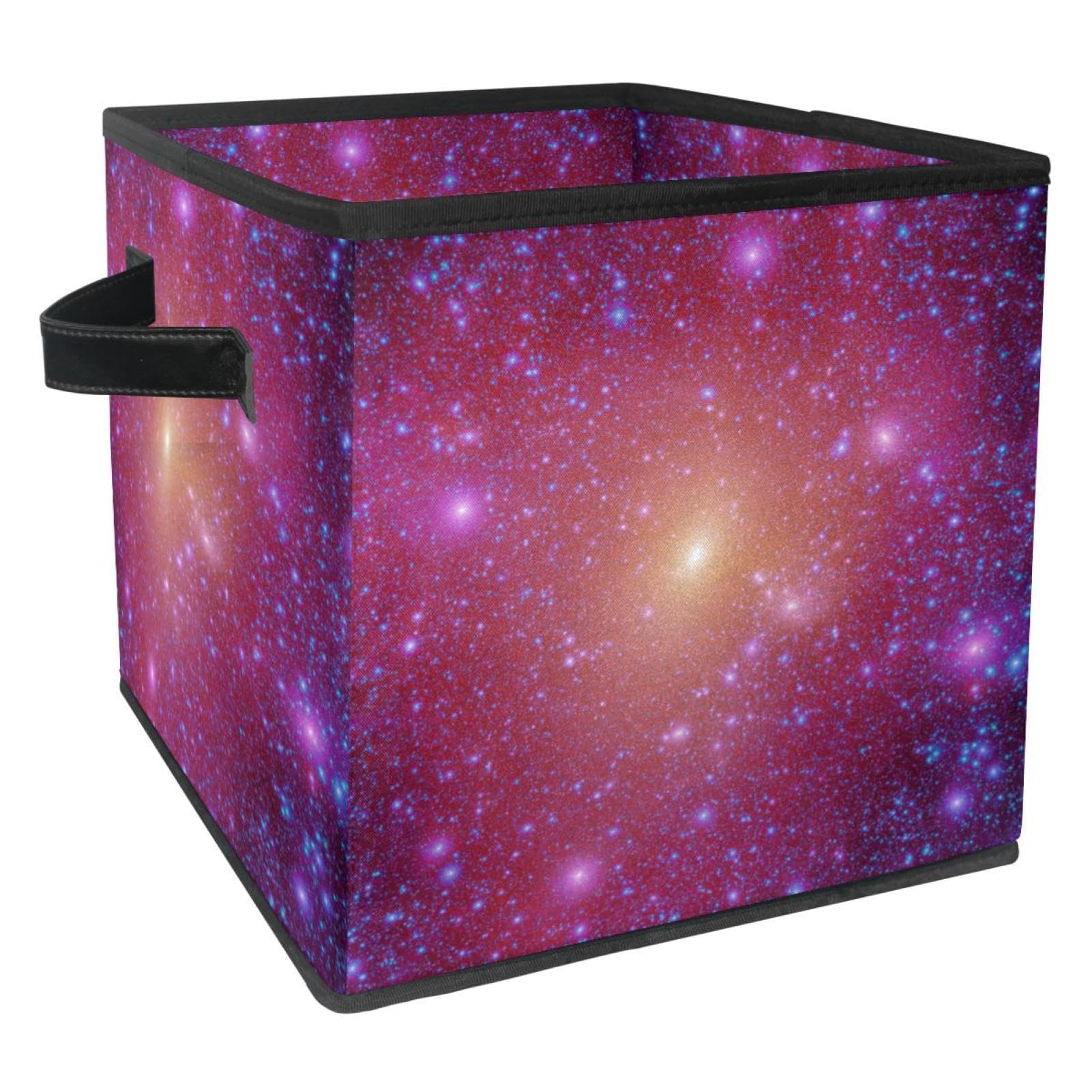 Boîte de rangement pliable en tissu au motif espace étoilé avec poignées pour ranger la maison