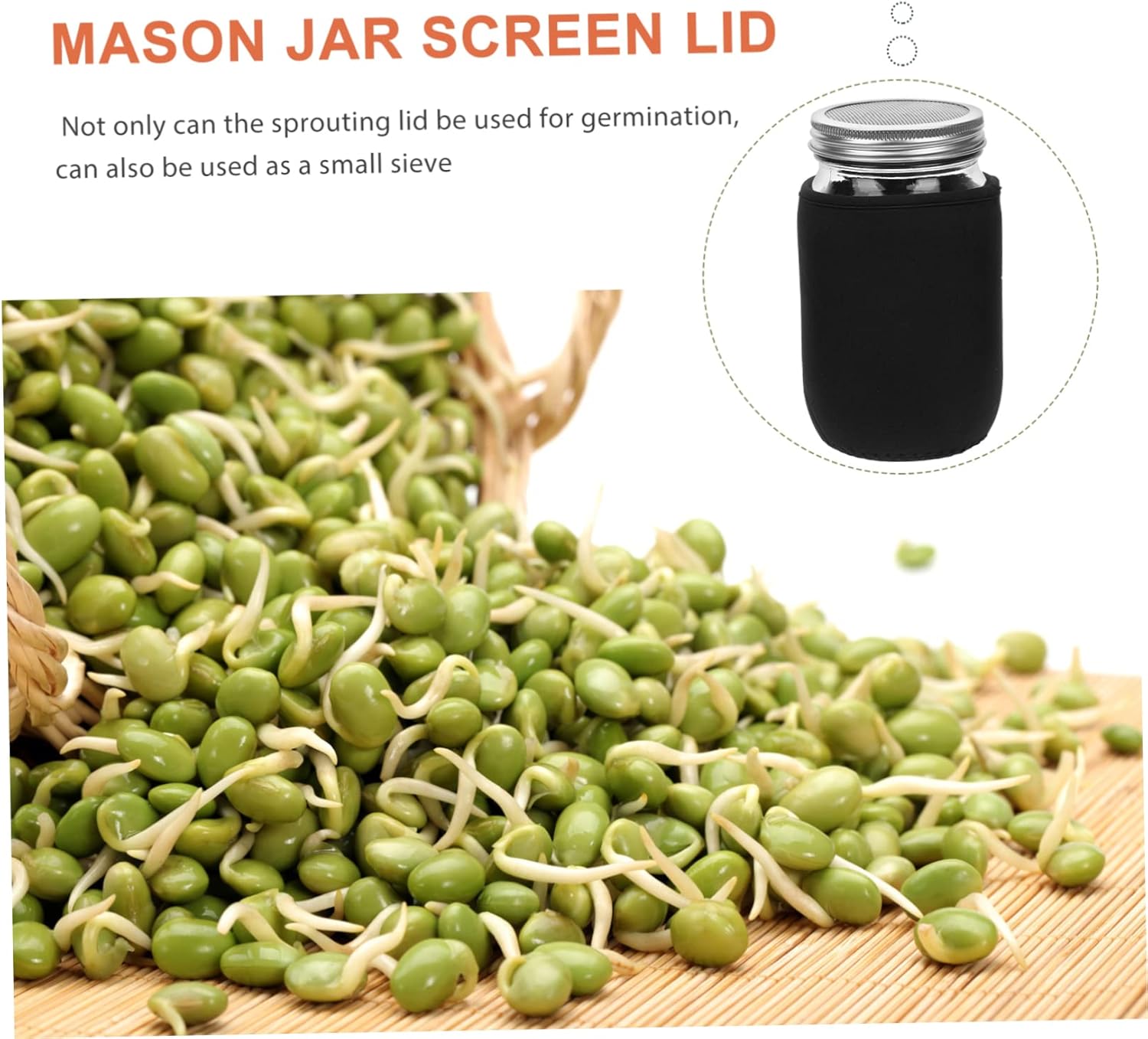 Germination Jar Kit 2pc Mason Jars Sprouting Lids Sprout Growing Kit for Broccoli Radish