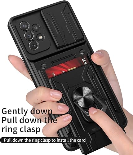Miniatura 3 de CCSmall Funda para Samsung Galaxy A23 4G5G con tarjetero, protección resistente con anillo magnético, función atril, cubierta de cámara deslizante