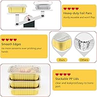 Vista 4 de LNYZQUS Sartenes de aluminio pequeños de 1 libra con tapas, paquete de 30 latas de aluminio de 16 onzas para hornear, recipientes sobrantes