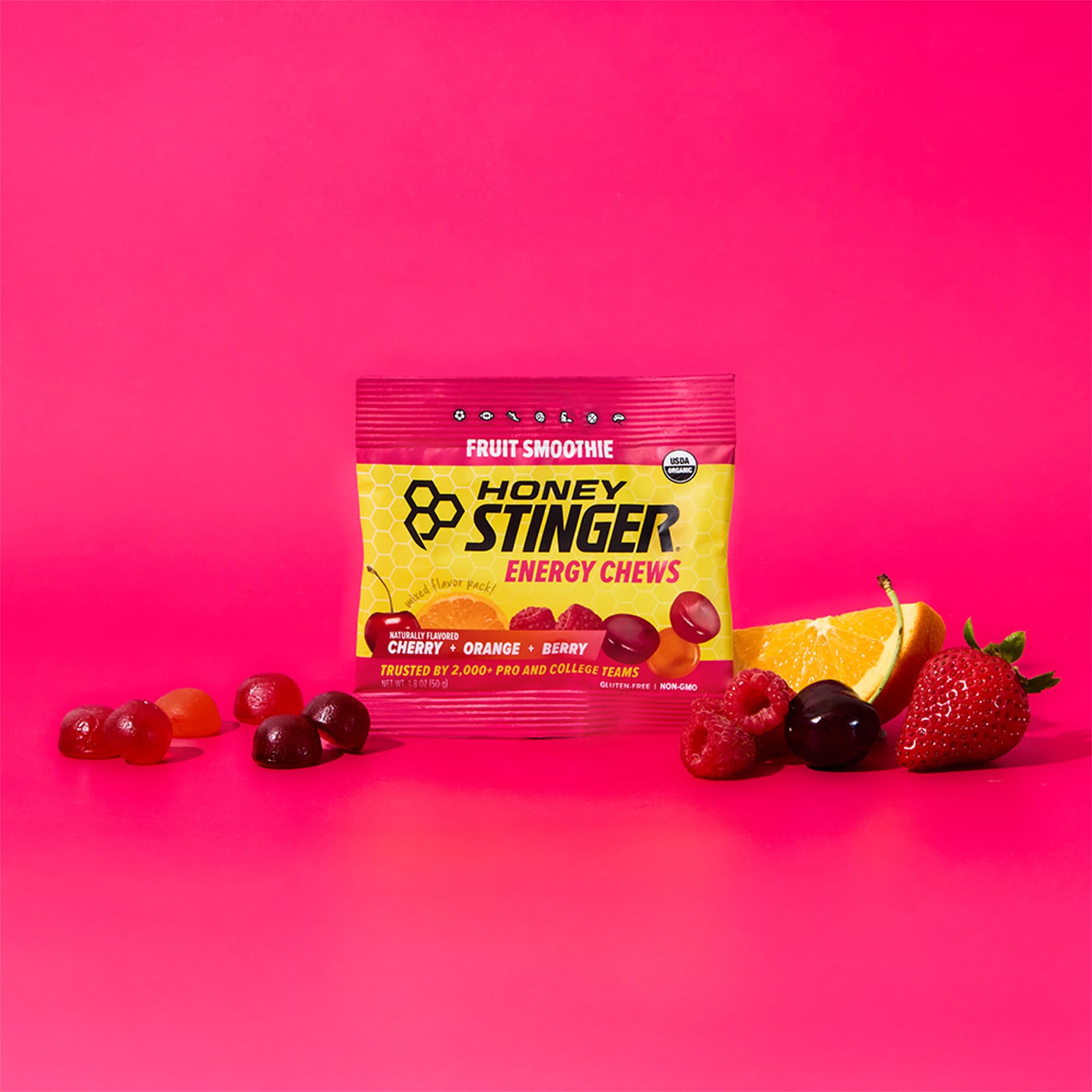 Honey Stinger Organic Fruit Smoothie Energy Chew, Gluten Free & Caffeine Free, for Exercise, Running and Performance, Sports Nutrition for Home & Gym, Pre and Mid Workout, 21.6 Ounces (Pack of 12) — Amazon image 4