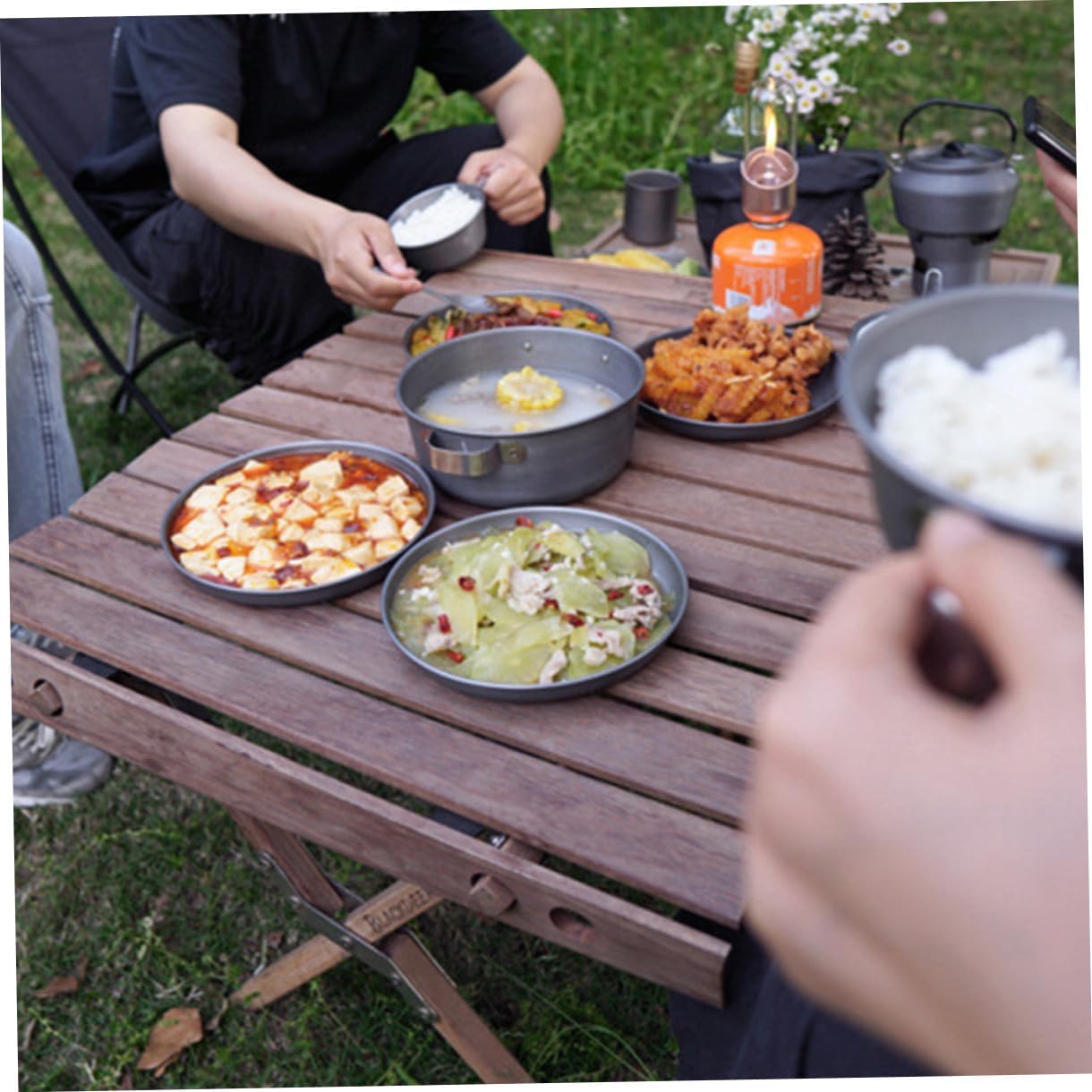 Lightweight Alloy Camping Plate Dinnerware for Outdoor Bbq Picnic Pool Serving Plate Camping Dish