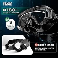 Vista 2 de Pano 3 Máscara de buceo, máscara de esnórquel de vidrio templado, máscara de buceo de tres ventanas, máscara de buceo sin fugas, máscara de buceo