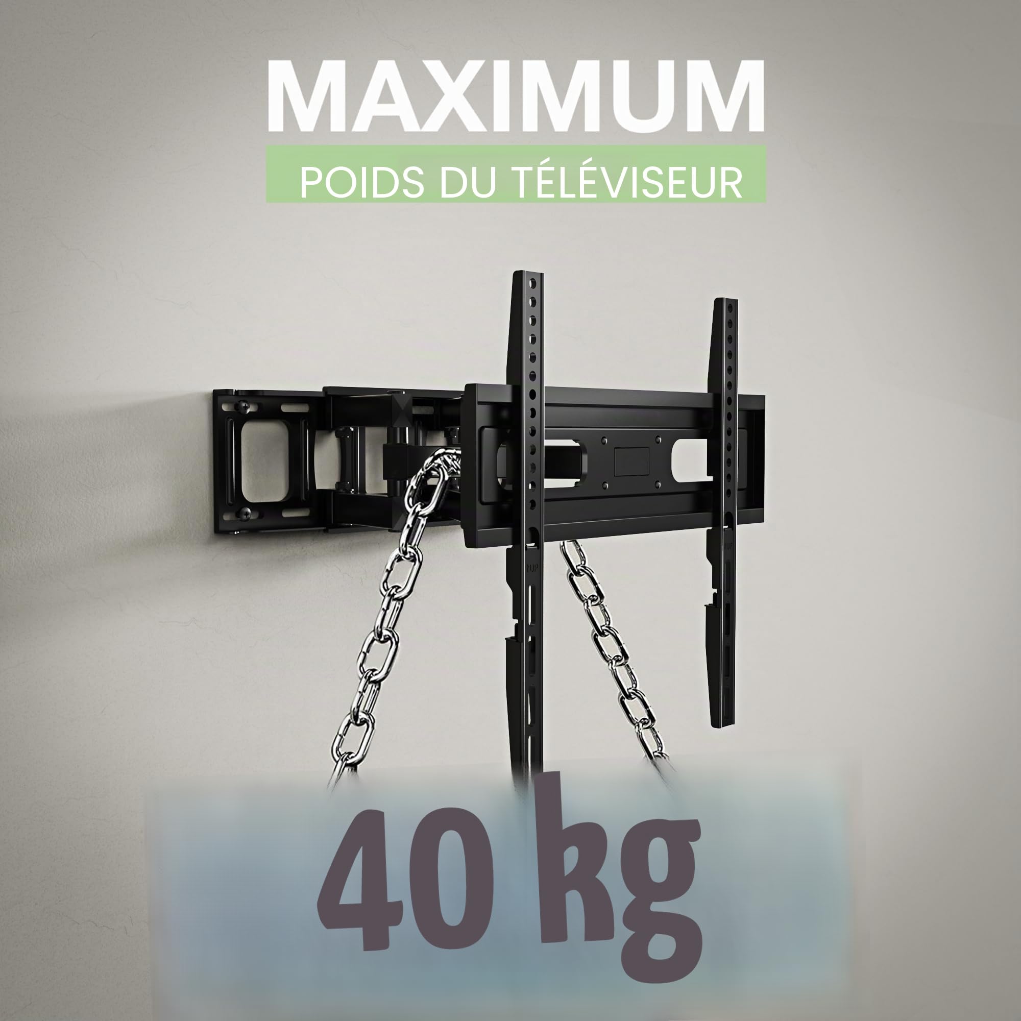 Support Mural TV, Inclinable et Orientable Support TV pour écrans 32-65 Pouces jusqu'à 40Kg -VESA 400 x 400 mm