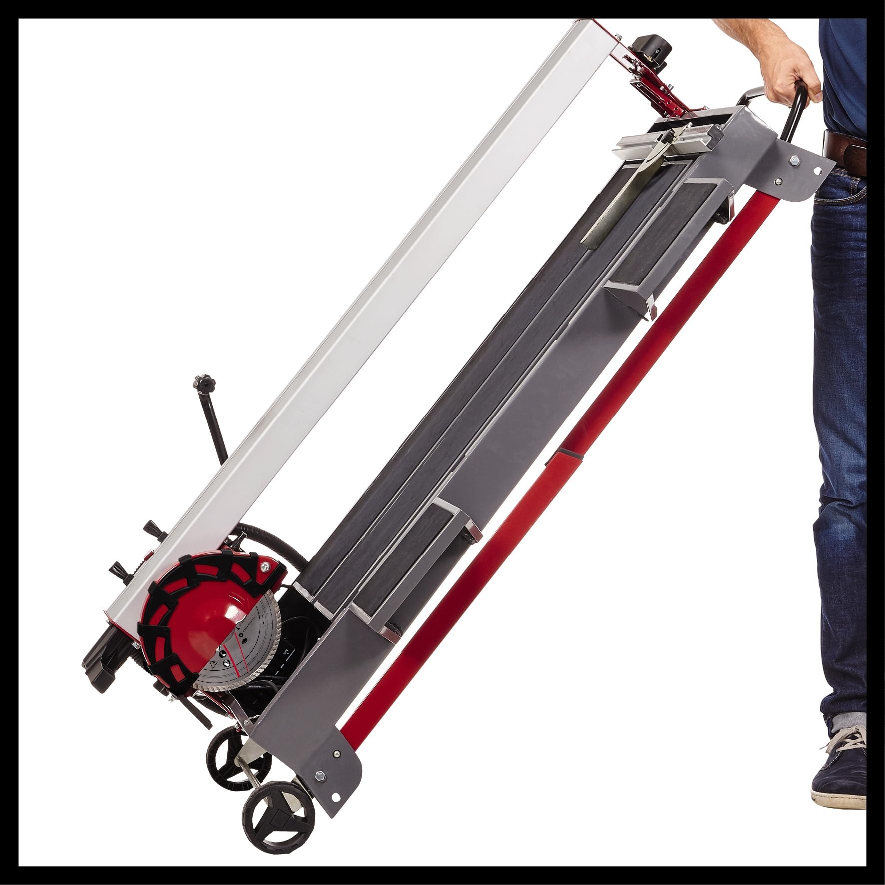 Einhell Coupe-carrelage radial TE-TC 920 UL (900 W, Longueur de coupe : 920 mm, Piètement repliable, Grand bac de récupération d'eau, Disque à tronçonner au diamant turbo, Laser)