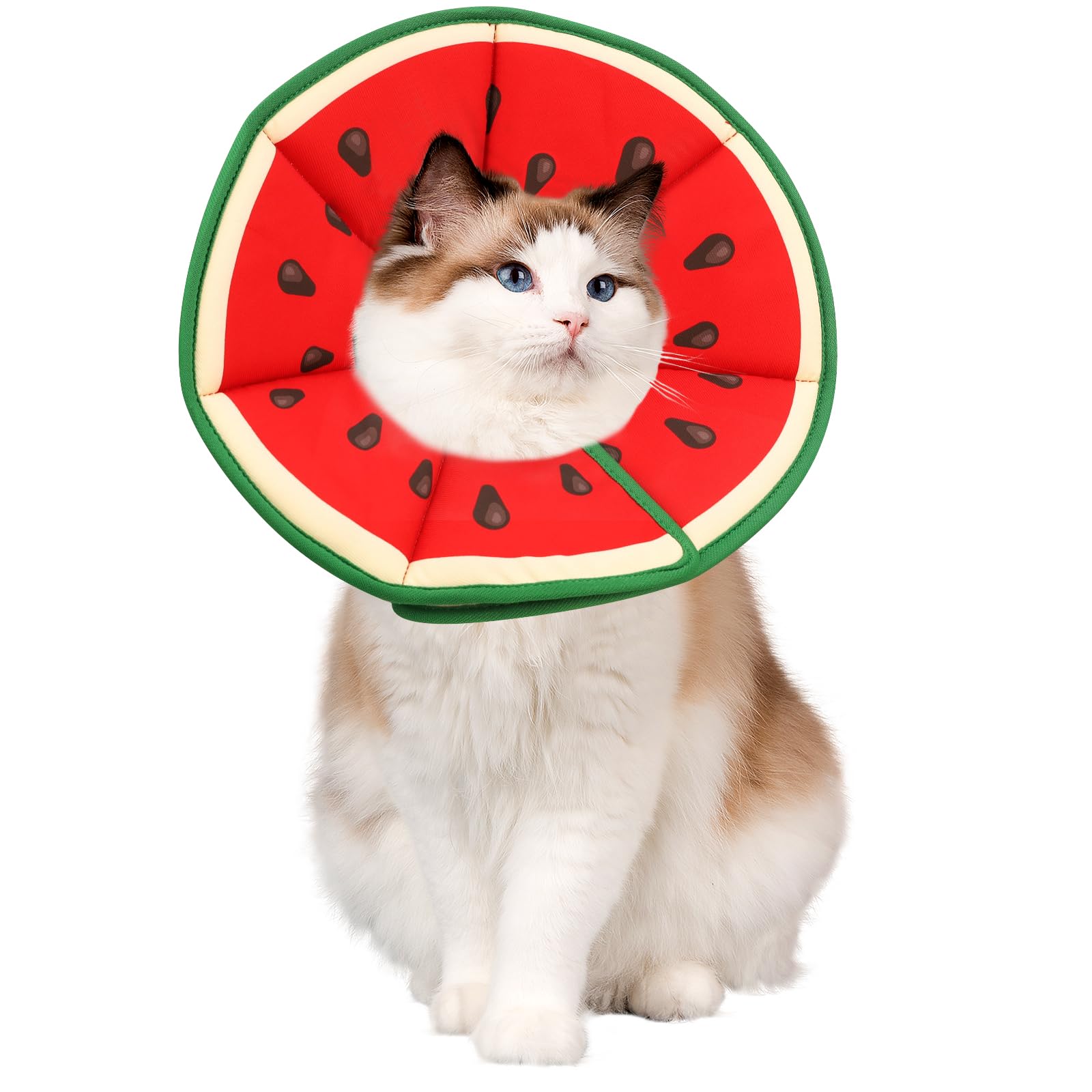 Réglable Collerette Chat Anti Lechage, Collerettes pour Chats Forme De Pastèque Douce, Collerette Chat Anti Grattage TêTe pour La RéCupération Postopératoire, Convient Aux Petits Chiens Et Chats(M)
