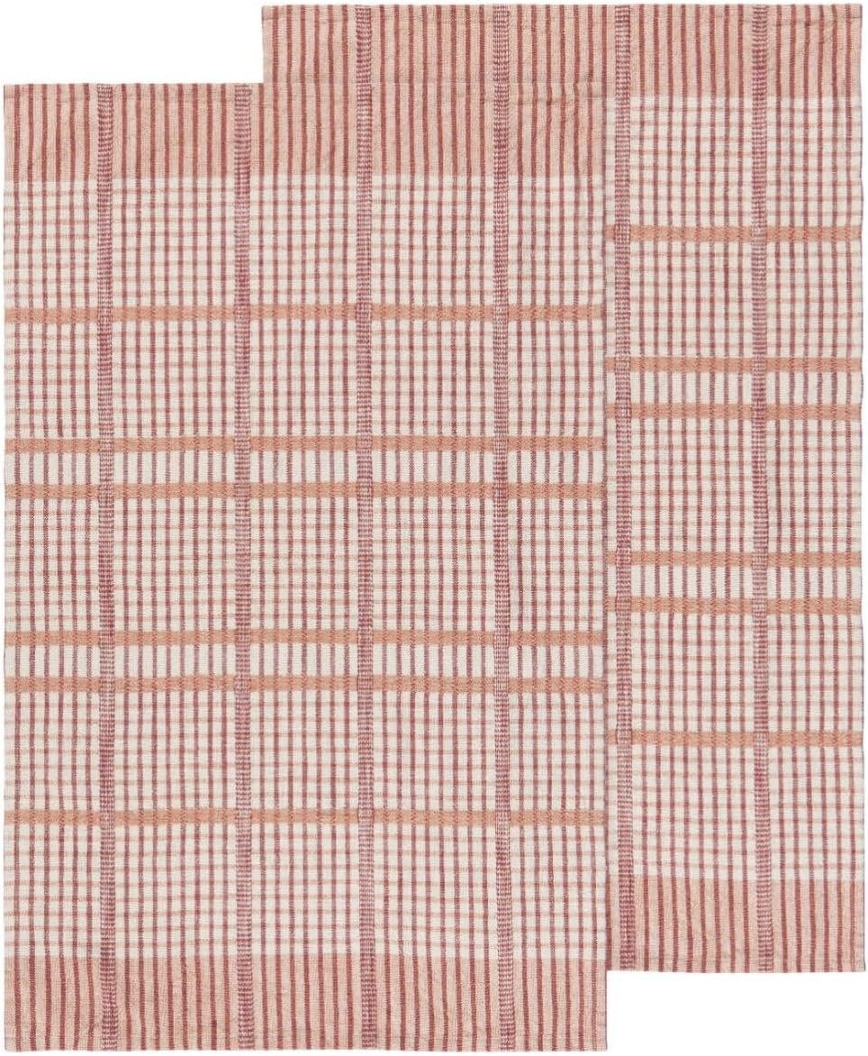 Danica Heirloom Kitchen Towels Set of 2 - Finley Check Dishtowels, 100% Cotton, 18 x 28in, Modern Style, 2 Count