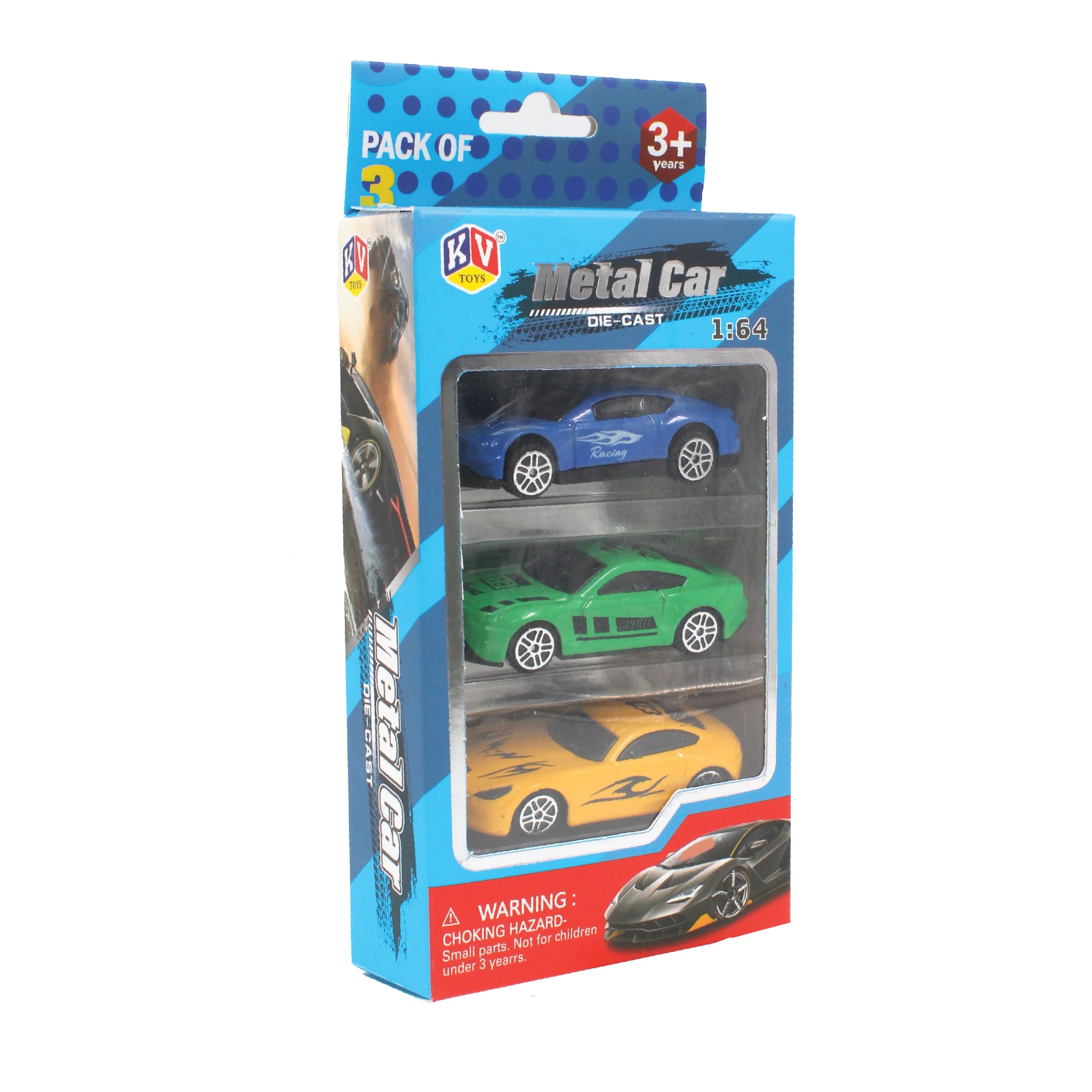 Metal Cars | 3-Piece Die-Cast Small Metal Cars Toy Set | Friction Powered, Multi-Colored Cars for Imaginative Playing | Suitable for 3+ Years