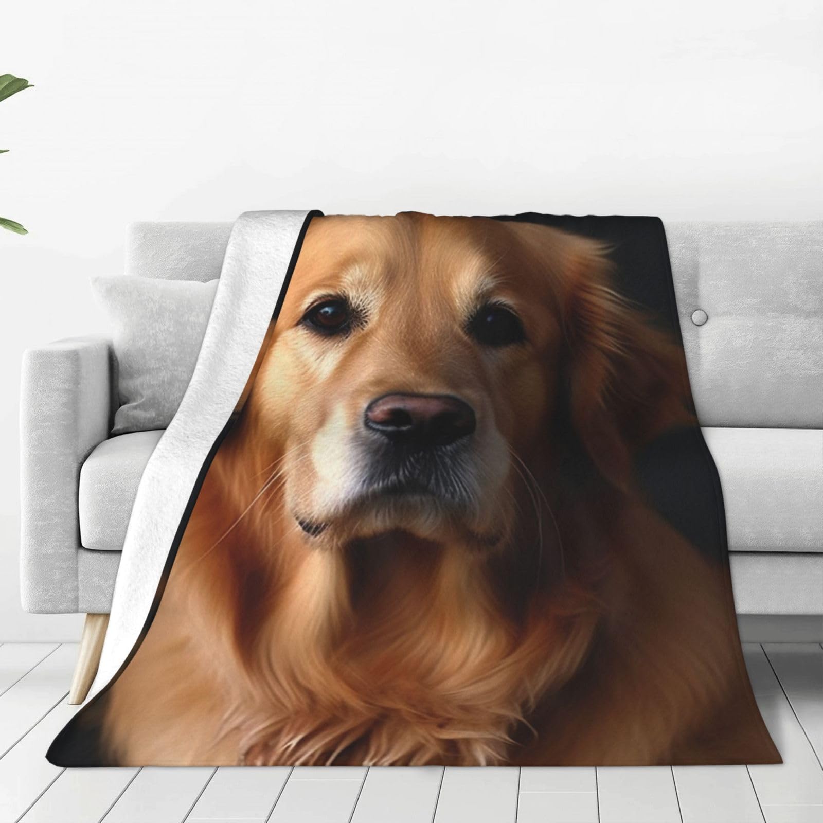 KLOPH Golden Retriever Throw Blanket 50"x40" Flannel Fluffy Warm Blanket for Couch, Reversible Plush Blankets for Bed, Comfy Fuzzy Blanket for Sofa, Plush Lightweight-Blankets for All Season