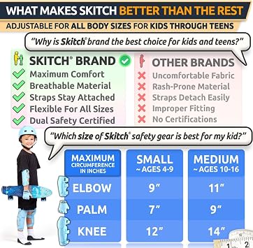 Skateboard Protective Safety Gear Set for Kids and Teens | Premium Lycra Sport Knee Pads + Elbow Pads + Wrist Guards + Carry Bag Scooter Roller Skate Inline Skating Rollerblading