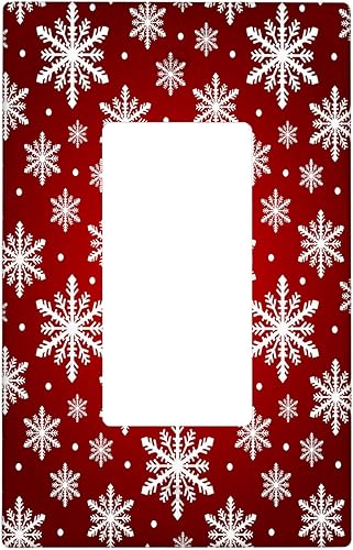 Miniatura 58 de Cubierta de interruptor de luz dúplex de 1 banda, cubierta decorativa de Navidad con copos de nieve rojos, placa frontal decorativa para cocina