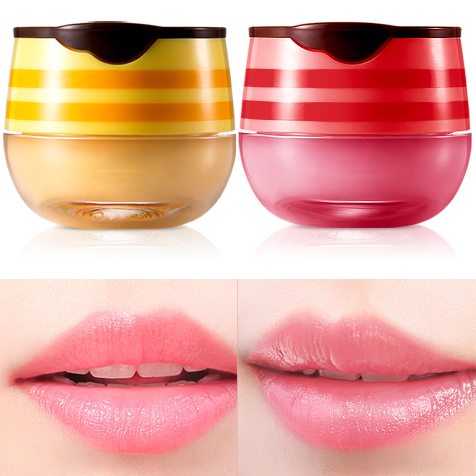 Incisite 2 Pcs Balm Lip Mask, Honey Strawberry Lip Balm Lip Care