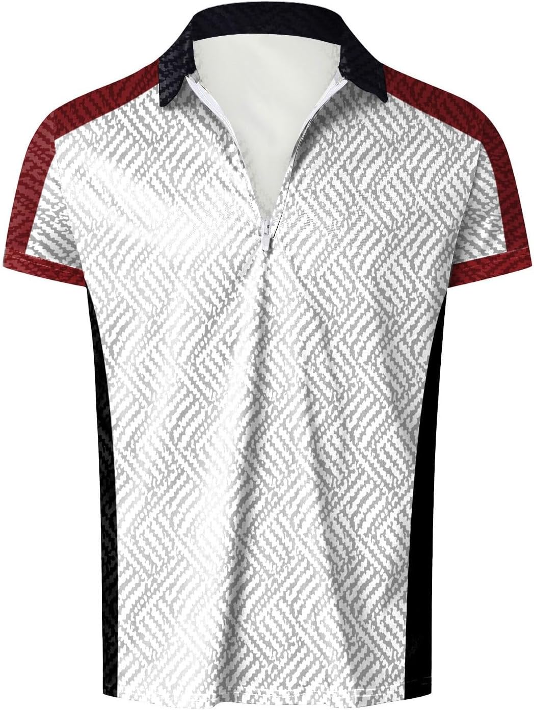 One Button Suits for Men Ramp Print Two Piece Suit Zipper Short Sleeve Top Blouse Suit Drawstring Men's Tuxedo