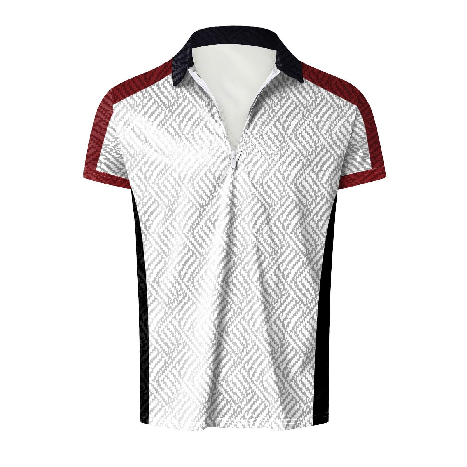 One Button Suits for Men Ramp Print Two Piece Suit Zipper Short Sleeve Top Blouse Suit Drawstring Men's Tuxedo