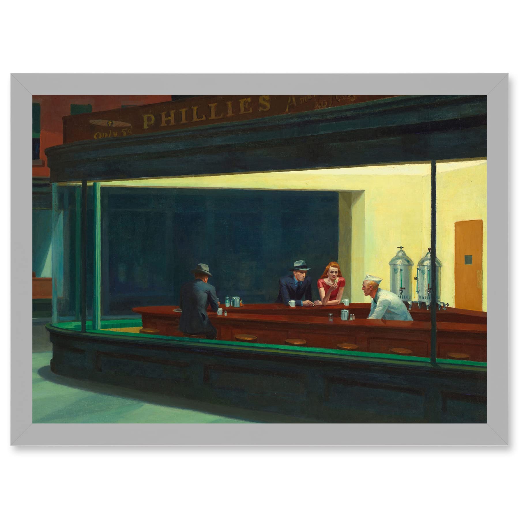 エドワード・ホッパーの『ナイトホークス(Nighthawks)』のアートワーク 傑作の説明：エドワードホッパーによるナイトホークス
