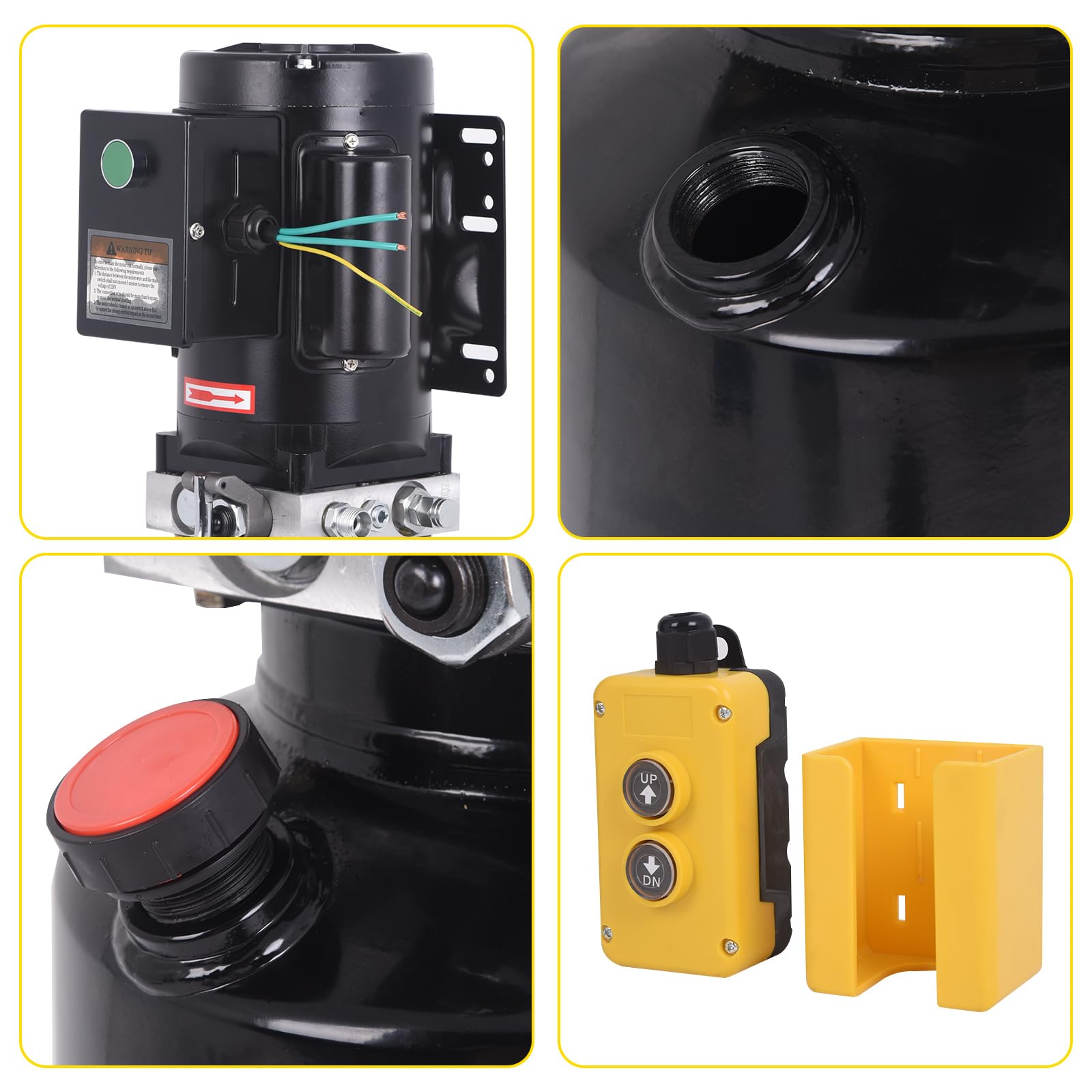 10L Hydraulikaggregat 2200W Einfachwirkend Hydraulikpumpe Kippanhänger AC 220V 3400 U/min für Gabelstapler, Hubarbeitsbühnen