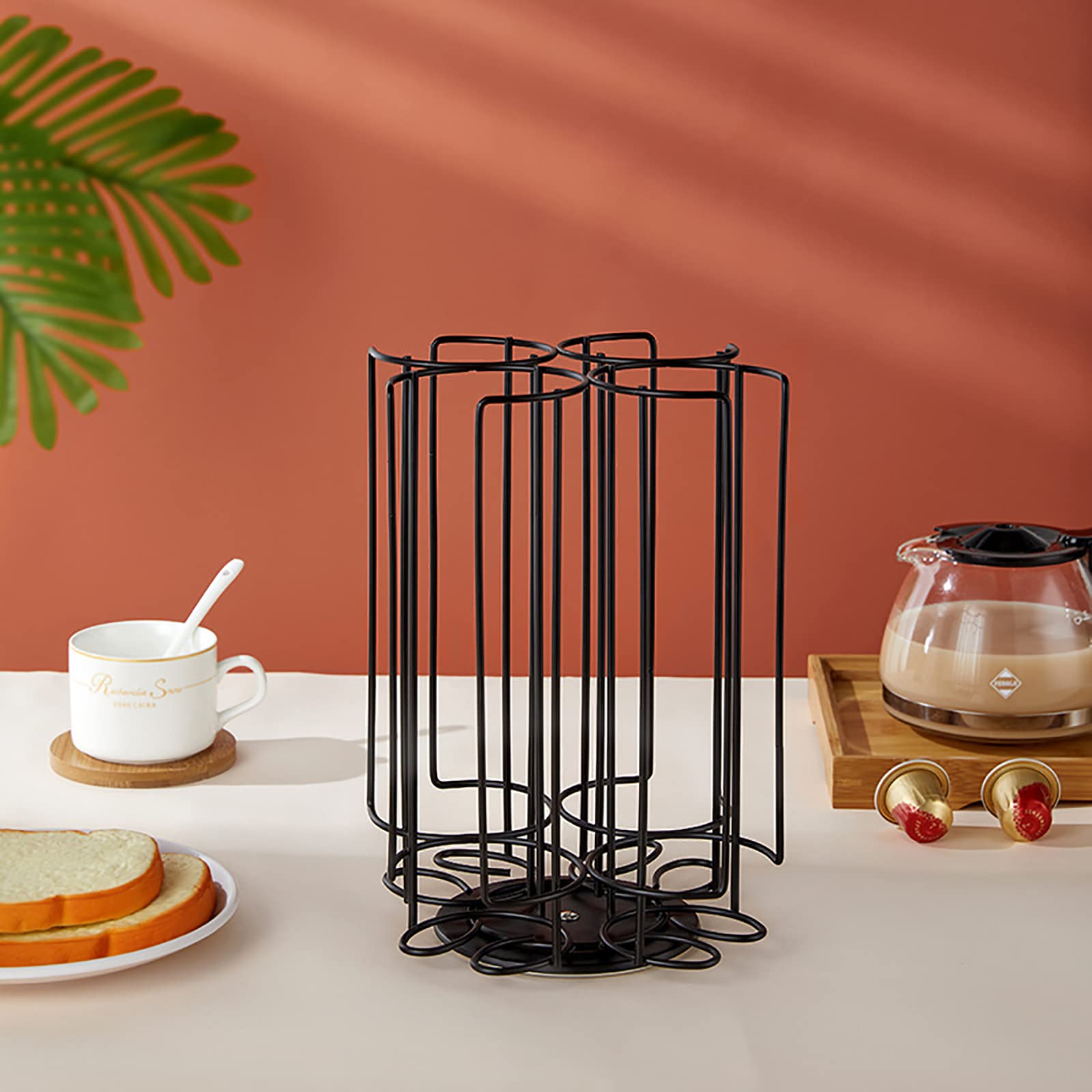 Frcctre Soporte giratorio para cápsulas de café, soporte para cápsulas de café Bartesian, carrusel, capacidad para 40 cápsulas de cápsulas, organizador de almacenamiento de cápsulas de café de