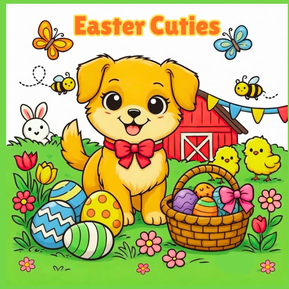 Easter Cuties: Cute Easter Animals Coloring Book for Kids Ages 3-8 | Bunnies, Cats, Ponies & More | 30 Fun and Easy Coloring Pages