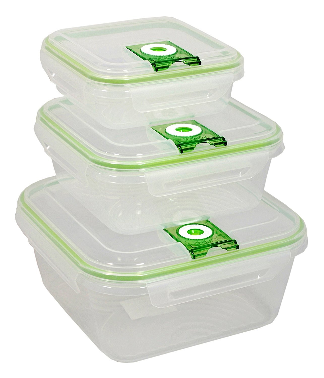 GKW Food Storage Container 3 PCS Set - 700ml, 1500ml, 3000ml Green