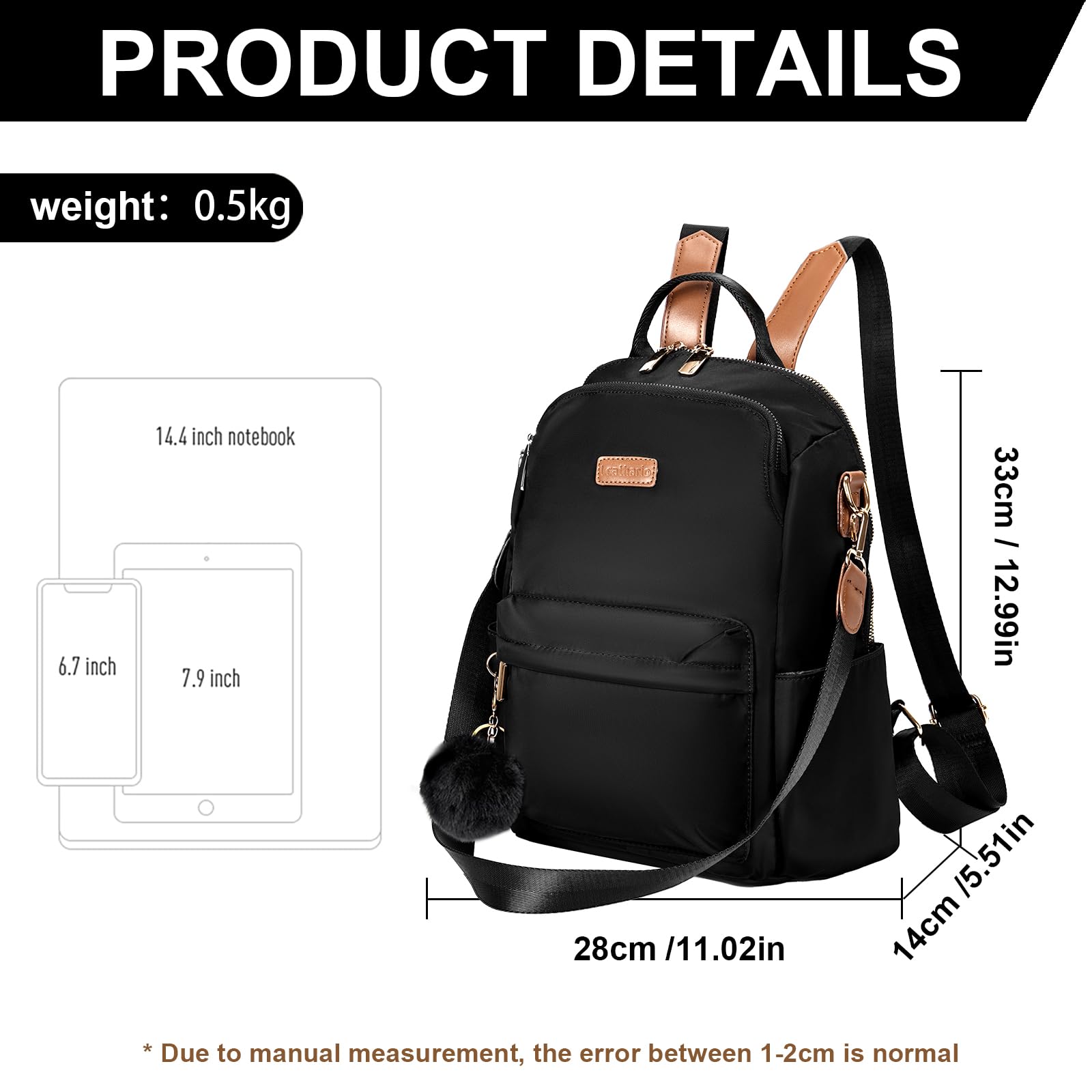 Leathario Zaino Donna Antifurto e Impermeabile, Zainetto, Zaini, Borsa Donna per Ufficio, Lavoro, Università, Viaggio