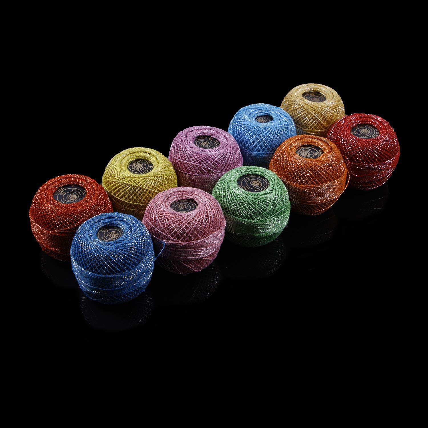 RSP Quality bit® Embroidery Material Metallic Crochet Mercer Cotton Thread Yarn for Knitting and Craft Making 10 Ball (Multicolor)