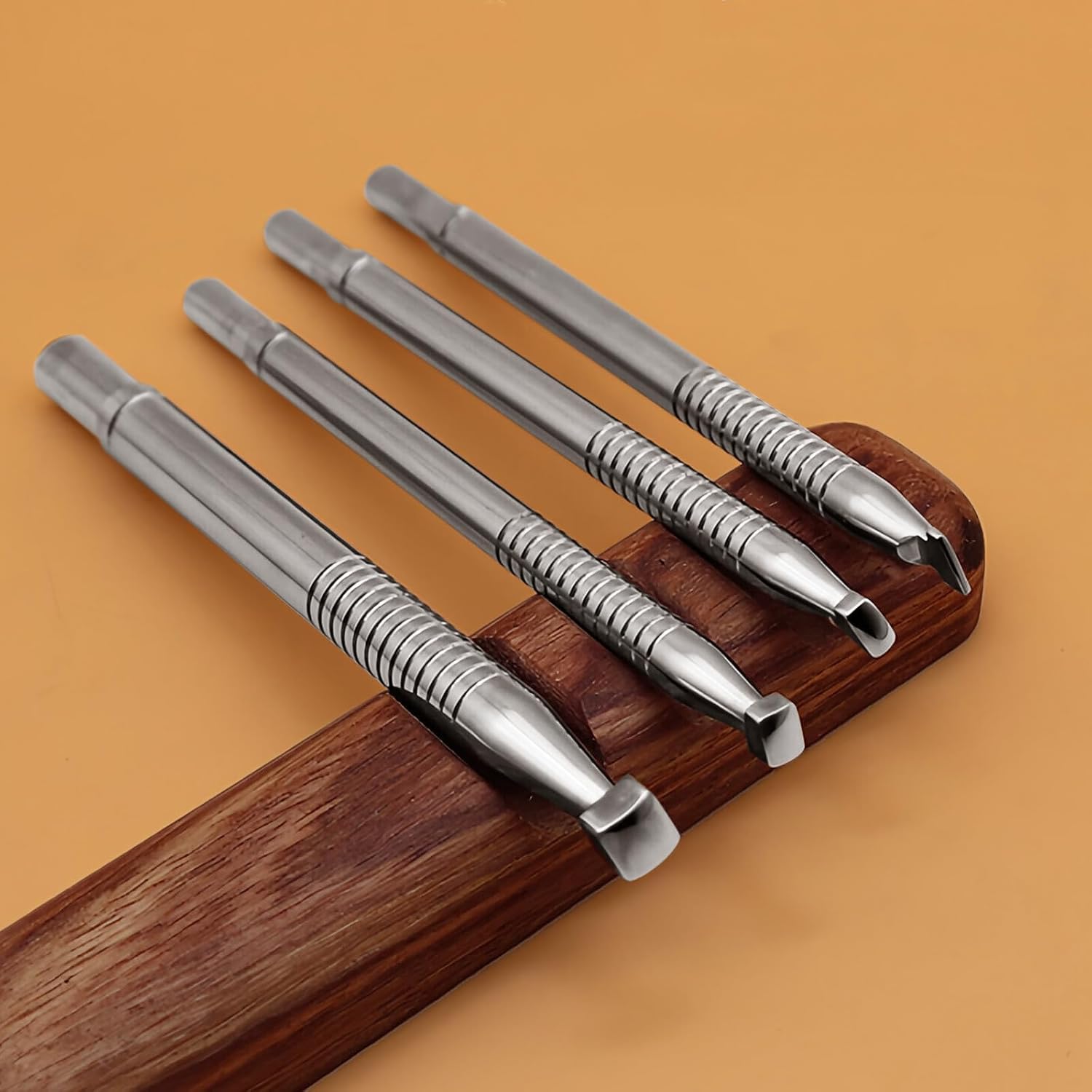 Leather Beveler Stamps Stamping Tool Smooth Beveling Set 304 Stainless Steel LeatherCraft Carving DIY Kit 4Pcs