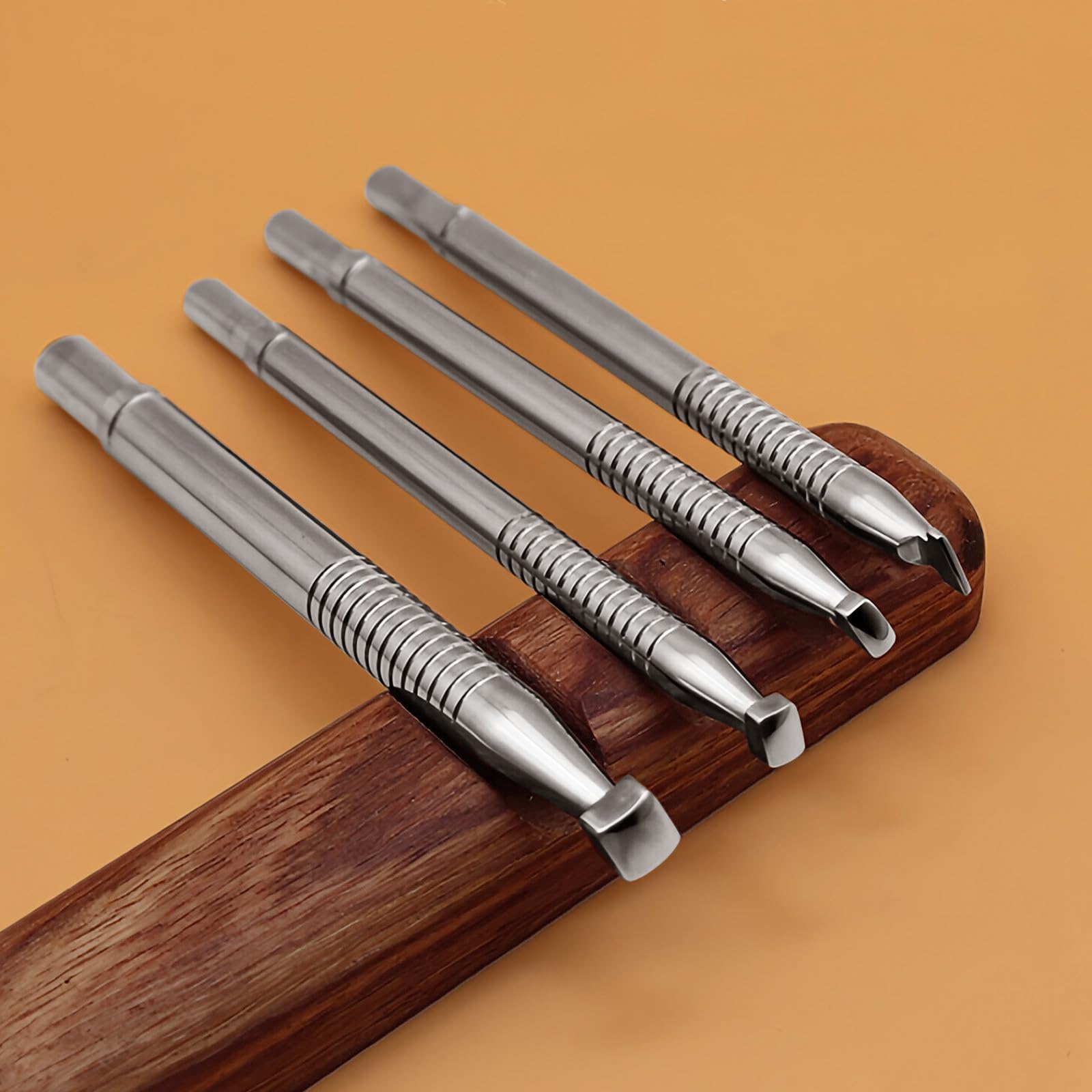 Leather Beveler Stamps Stamping Tool Smooth Beveling Set 304 Stainless Steel LeatherCraft Carving DIY Kit 4Pcs