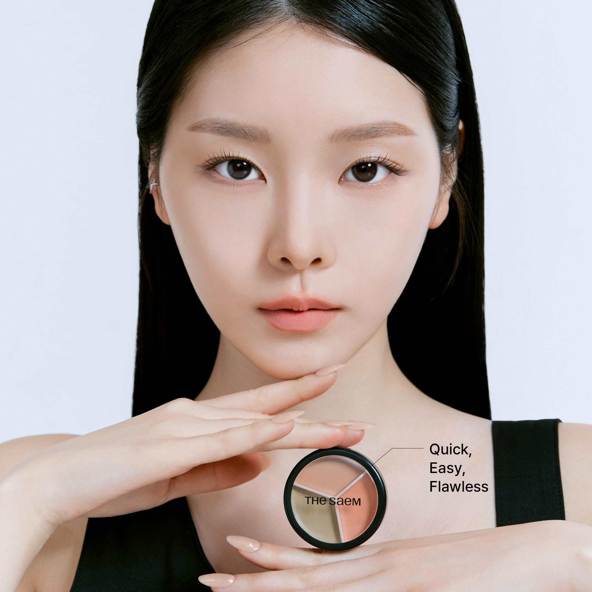 Concealer in dreifachem Topf Cover Perfection von THE SAEM 03 Correct Up Beige + 04 Tone Up Beige für helle bis helle Hauttöne 3 Farben Deckt Pigmentflecken und