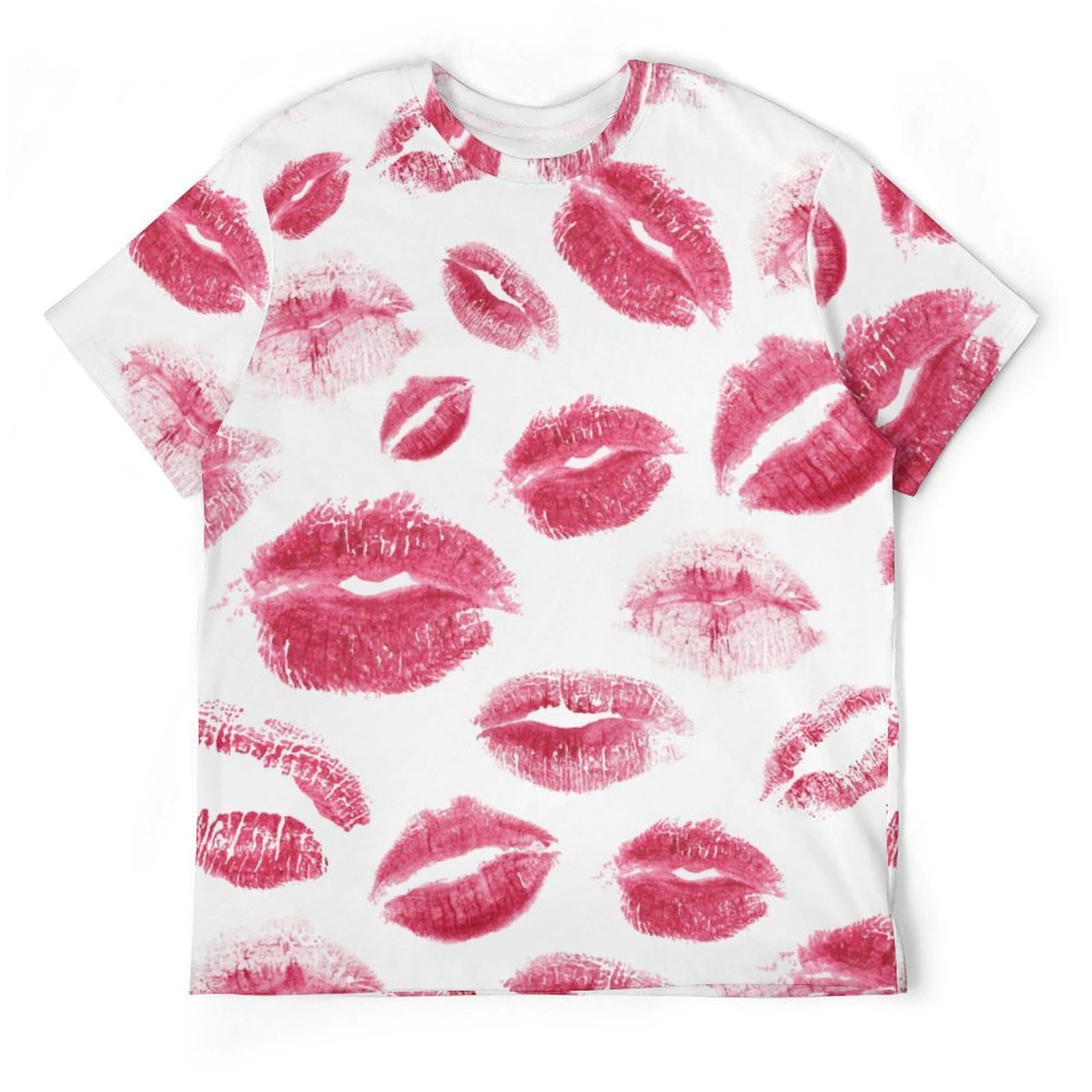 Amazon.co.jp: メンズ Tシャツ キスマーク 口紅 ピンク 半袖