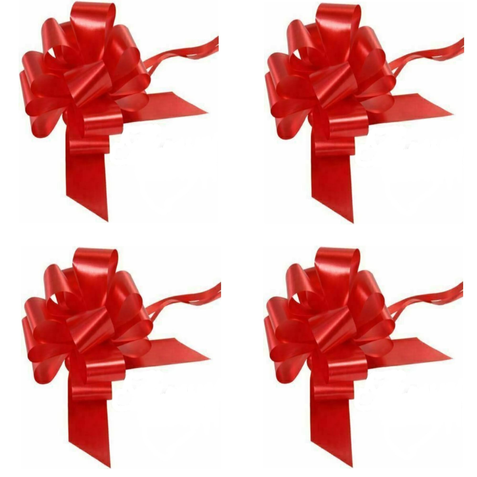 Trucraft Red - Large Pull Bows - 50Mm - Poly Ribbon - Pack Of 4 For Gift Wrapping Wedding Flower Basket Presents Hampers