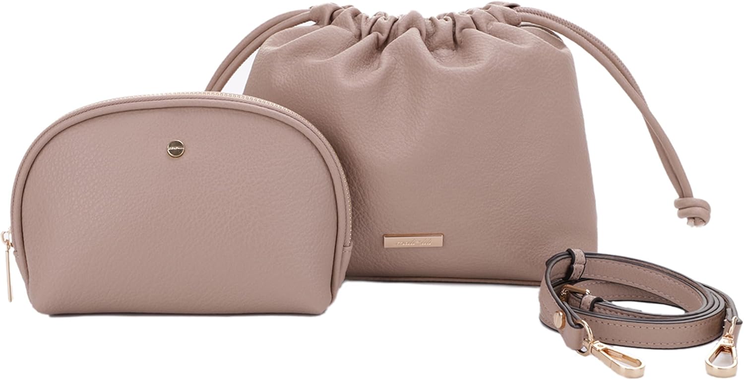 Mali+Lili Lola Beauty Bag Duo, Makeup Bag Travel Cosmetic Bag Set of 2, Vegan Leather Purse Crossbody Bags for Women and Girls, Cute Makeup Pouch, Travel Pouch, Crossbody Purses for Women | Duo