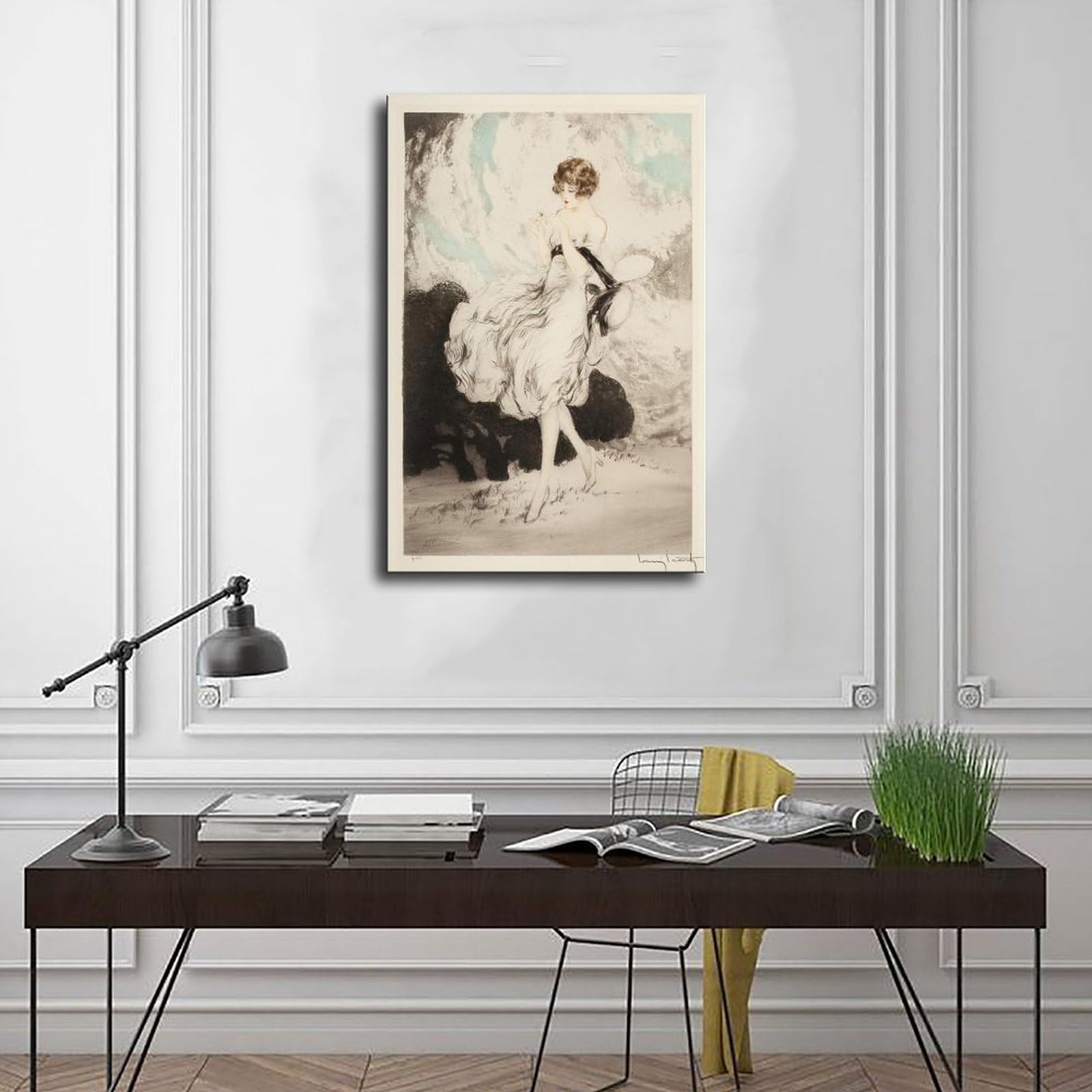 WCYB Lillies by Louis Icart – Vintage Art Deco wytrawianie nadruk, romantyczna moda ilustracja ścienna - Etsy Tajwan (a8b58862) wydruki plakaty płótno deco farba