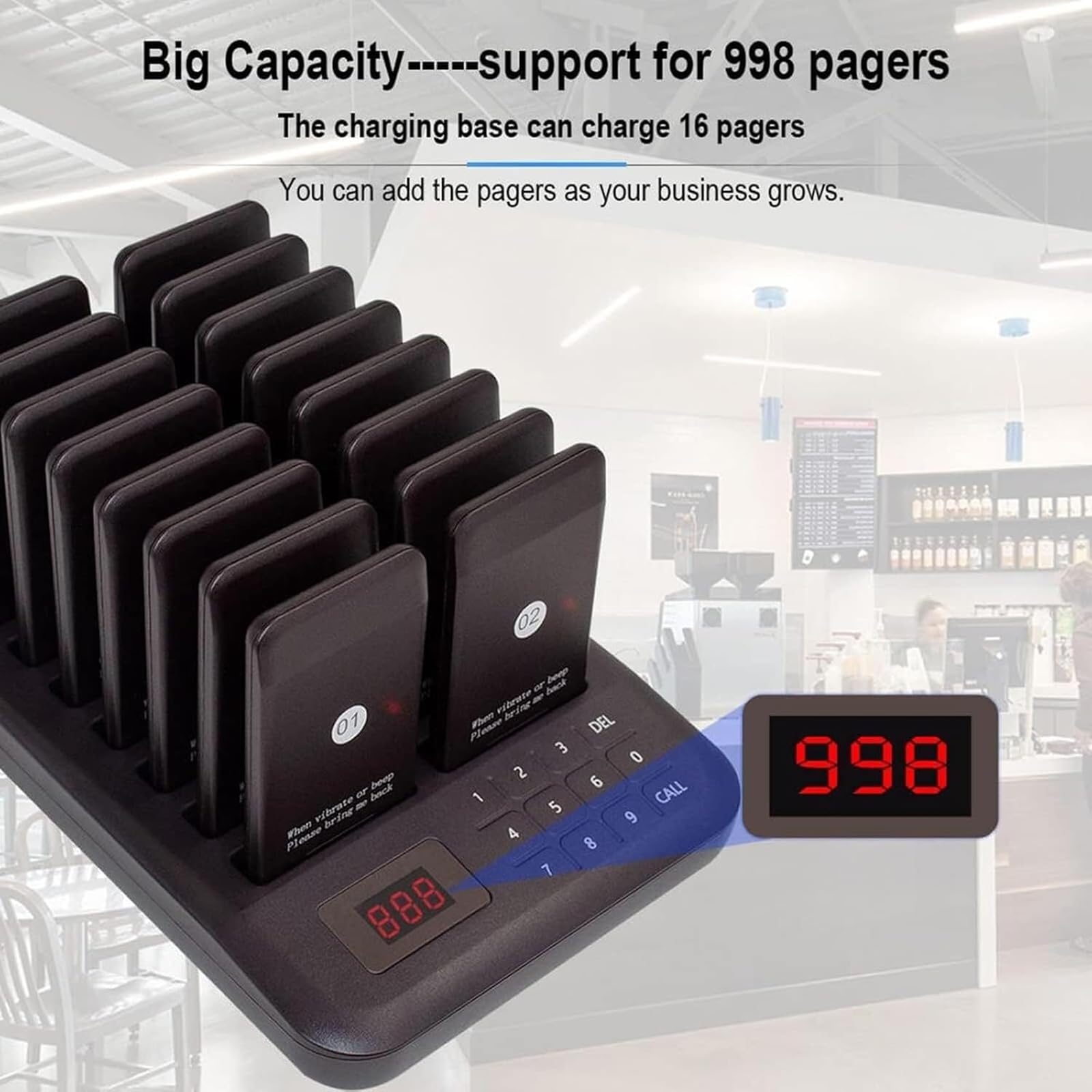 Sistema di Chiamata Wireless per Ristoranti, Cercapersone 3 in 1 con Cicalino, Luce, Vibrazione E Suono per Una Gestione Efficiente delle Code E Un Servizio Clienti Ottimale. White 1-10