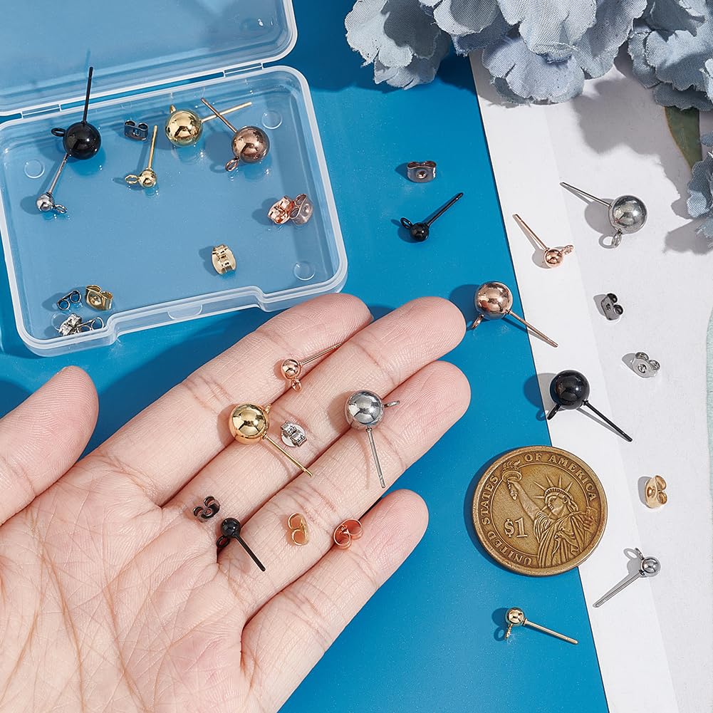 16 Boucles D'Oreilles DIY - Acier Inoxydable, Or Et Argent, Tige Ronde