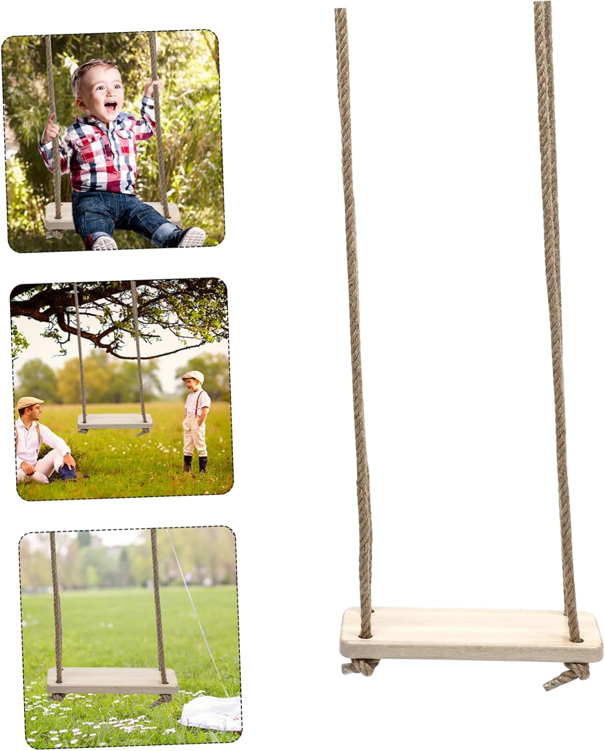 Wood Hanging Chair for Adults and Children 40 Rope Swing Safety Features Indoor and Outdoor Use Easy to Install Hanging Seat Toy