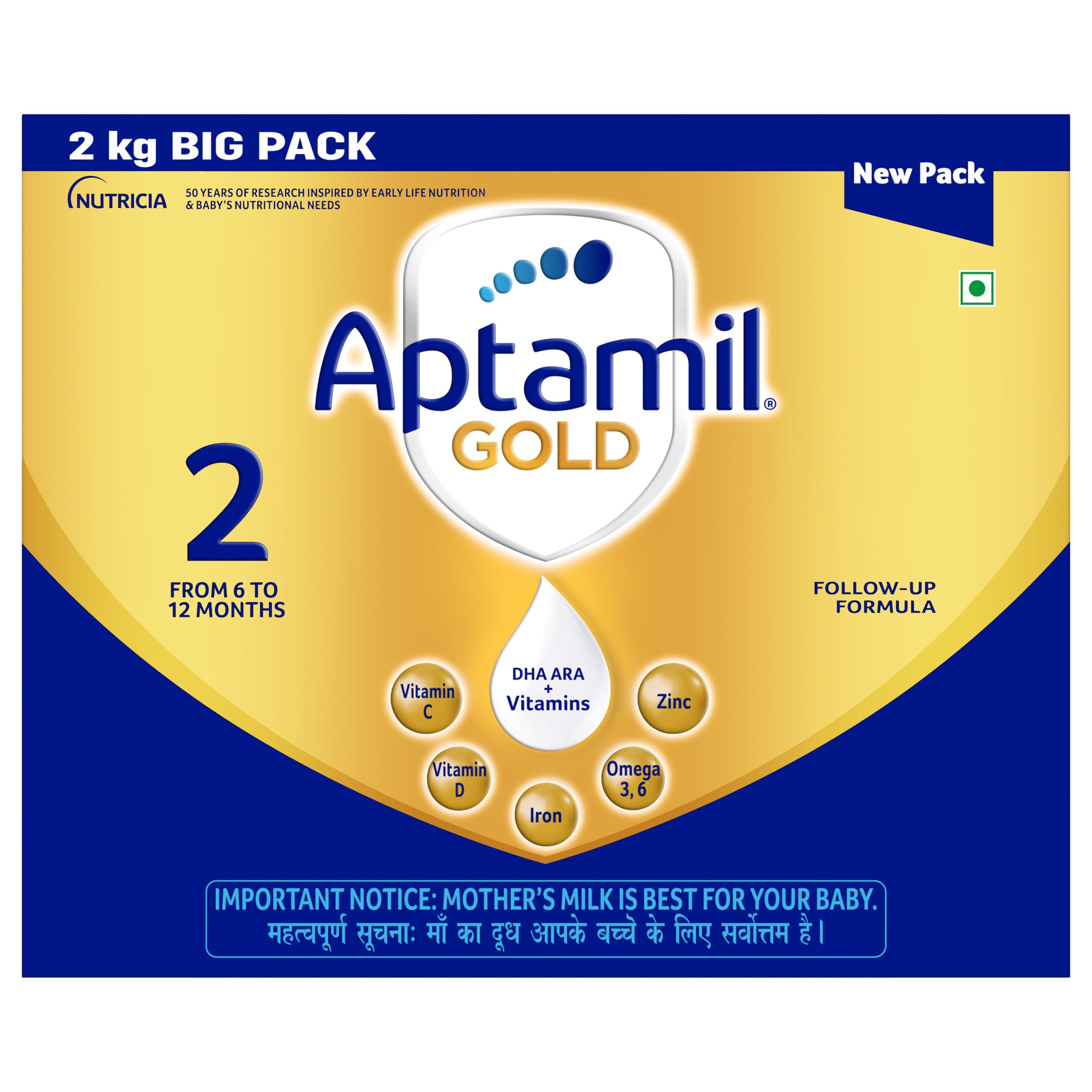 Aptamil Gold Infant Formula Milk Powder for Babies - Stage 2 (6-12 months) - with DHA 2 kgs - BIB Pack-image-8