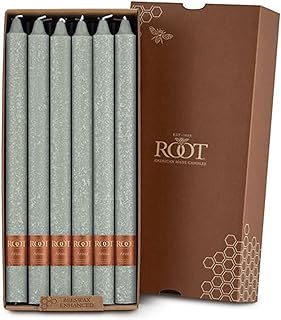 Root Candles 12-Count Unscented Dinner Candles Rustic Dripless Beeswax Blend Timberline Arista Dinner Candles, 12-Inch, Sage Green