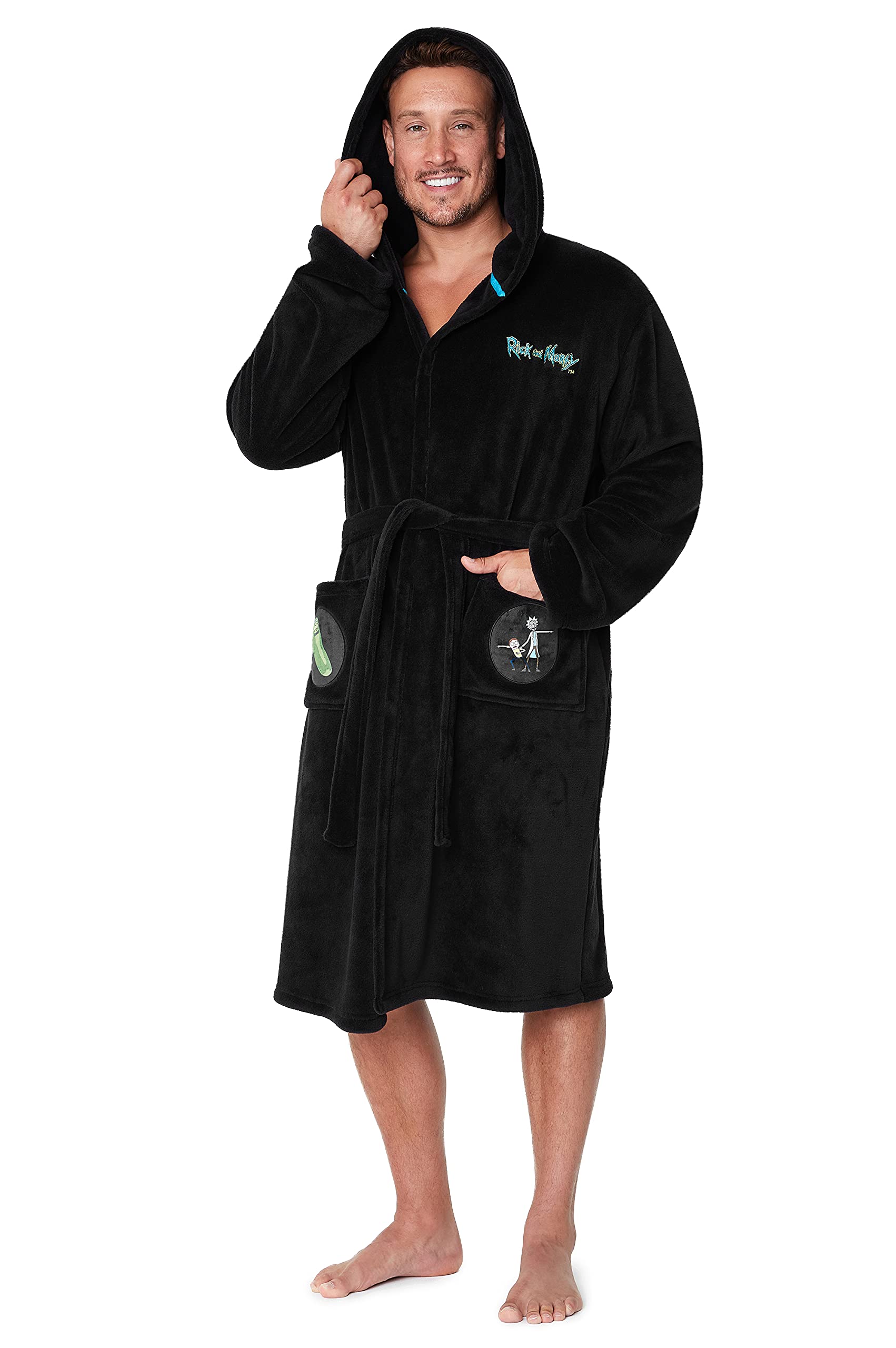 Rick and Morty Mens Dressing Gowns Fleece Hooded Robe Rick and Morty Gifts