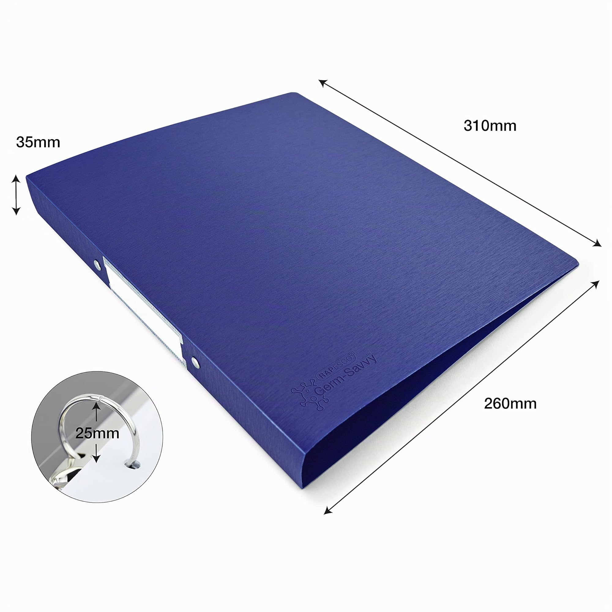 Rapesco 1720 Ringbuch mit Antibakteriellen Schutz, 2 Ringe, 35 mm Rücken, A4, Sortierte Farben, 10er Pack