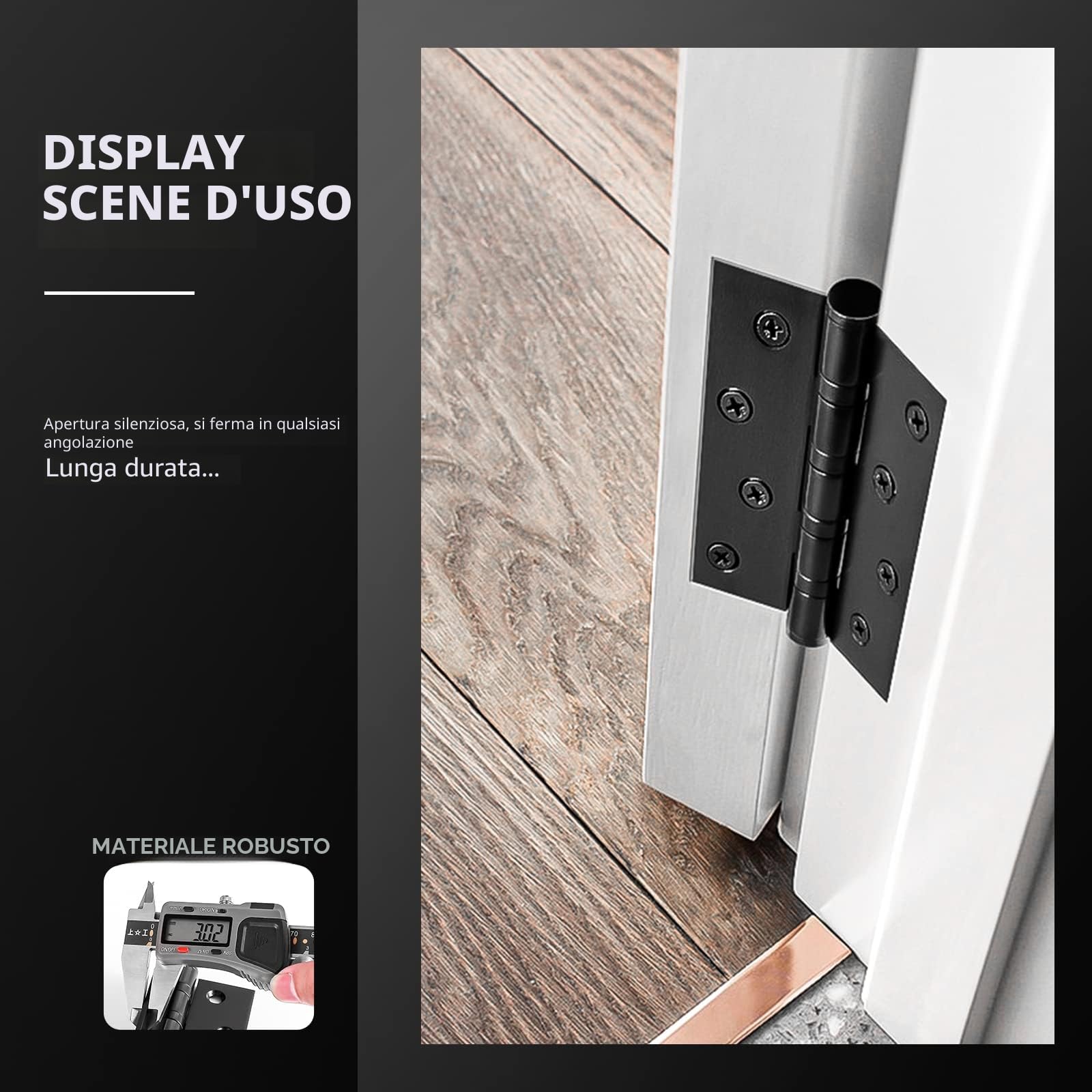 AOLISHENG 4 inch cerniere porte acciaio Inox 100mm per legno pesanti per porte interne esterne, 1 paia nero(100mm × 76mm)