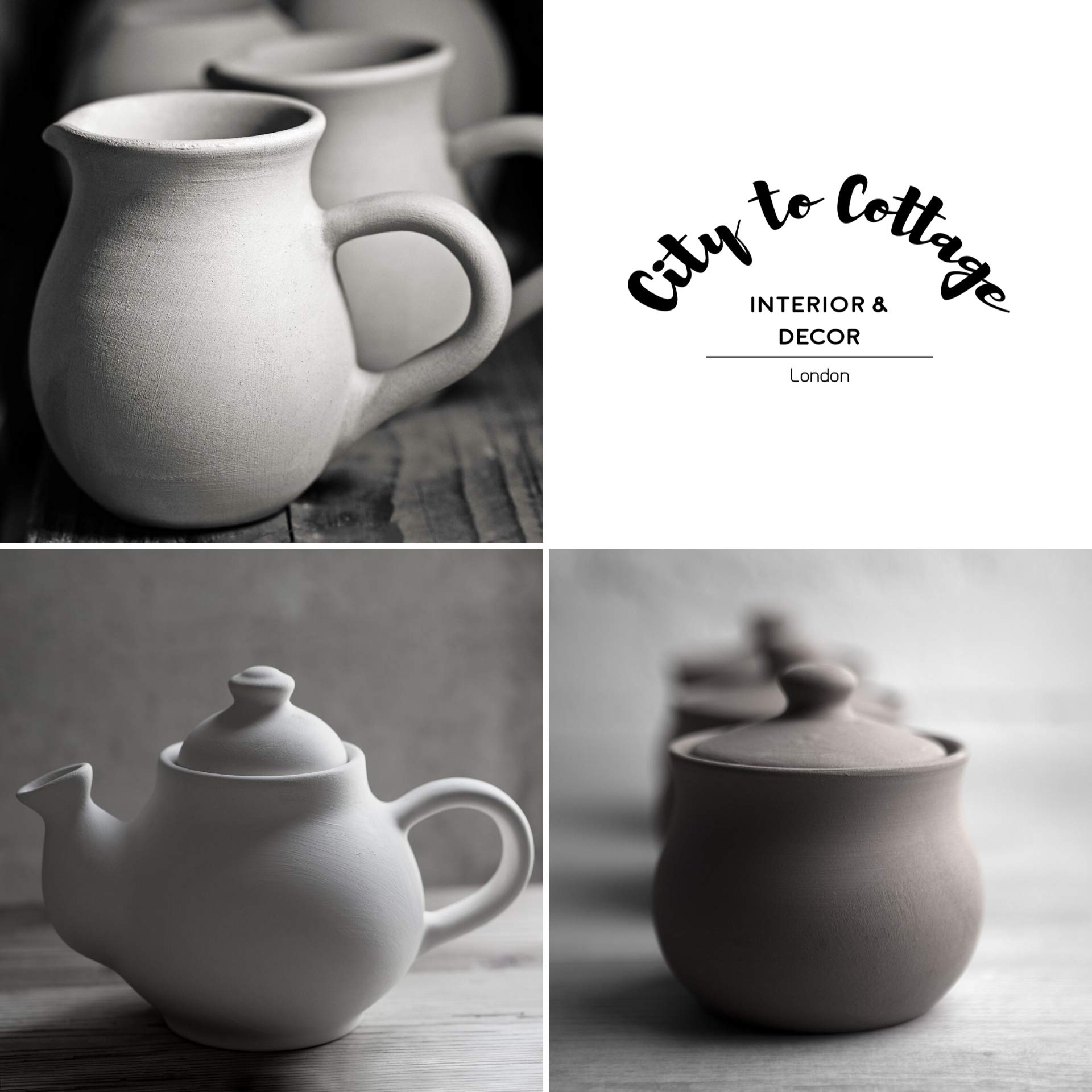 City to Cottage® Set con Teiera, Bricco del Latte e Zuccheriera | Fatto a Mano in Ceramica | Fantasia a Pois Rosso e Bianco