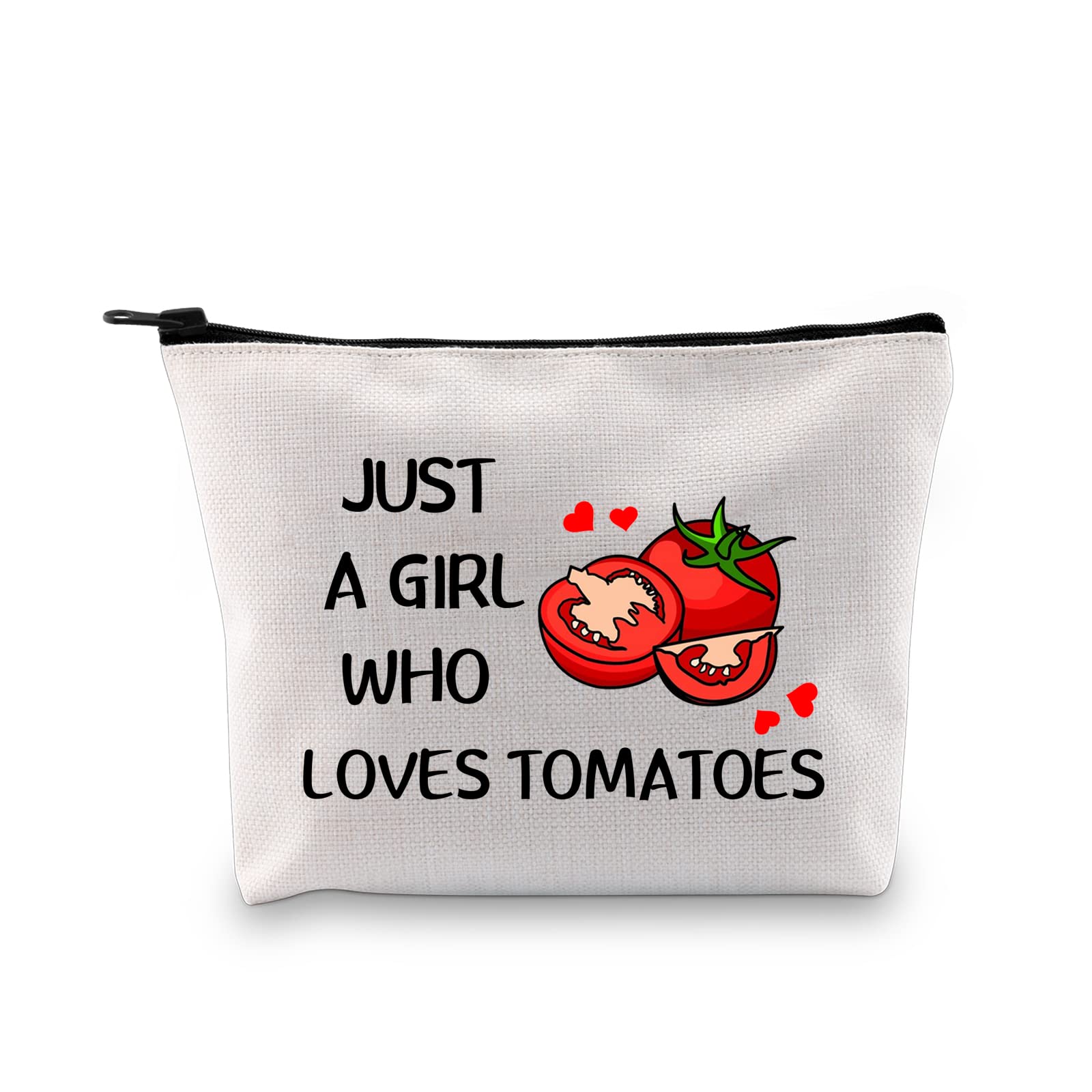 G2TUP Tomato Lover Gift Who Loves Tomatoes Makeup Bag Tomato Gardener Cosmetic bag Tomato Farmer Gift Veggie Zipper Travel Bag (Who Loves Tomatoes White Bag)