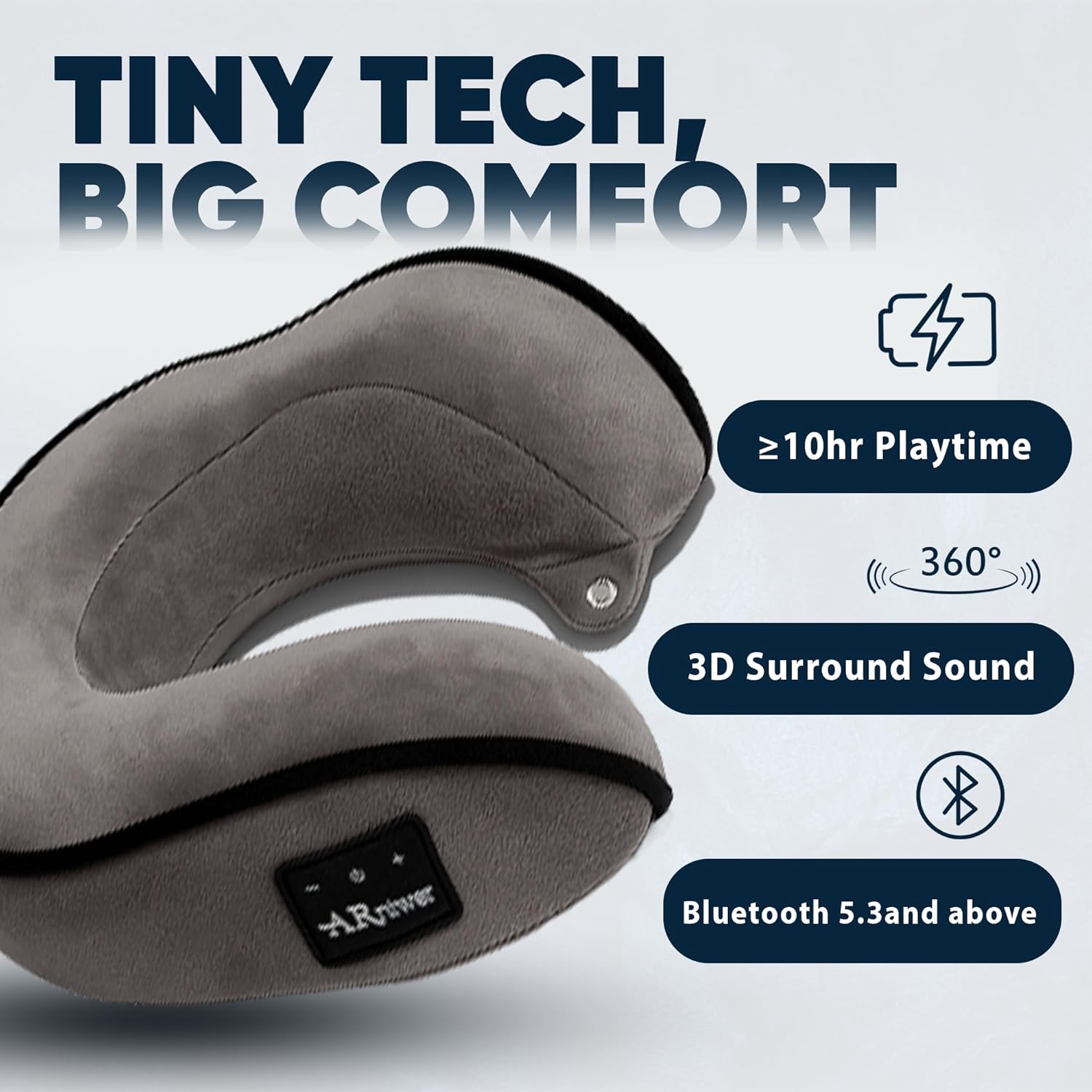 Bluetooth Music Semicircular 360° Neck Pillow Plus Wireless Bluetooth Speaker Suitable Airplane,Train,Car,Office,Outdoor Camping for Sleeping, Resting The Best Travel Essentials. (Dark Gray) - Image 6