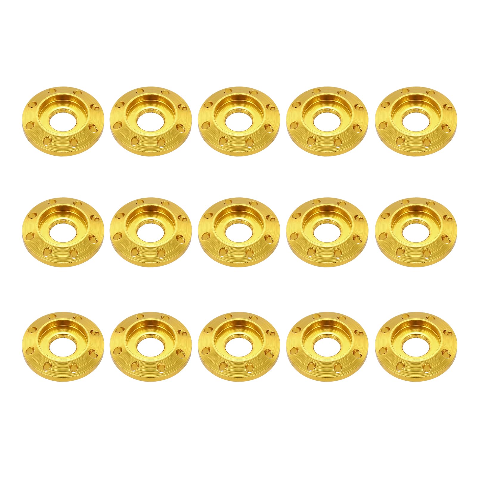 sourcing map M6 Aluminum Eight Holes Washer, Aluminum Alloy Disc Washer Anodized Colorful Decorative Gasket for Drones/RC/FPV/Electric Motorcycle(Pack of 15, Gold)